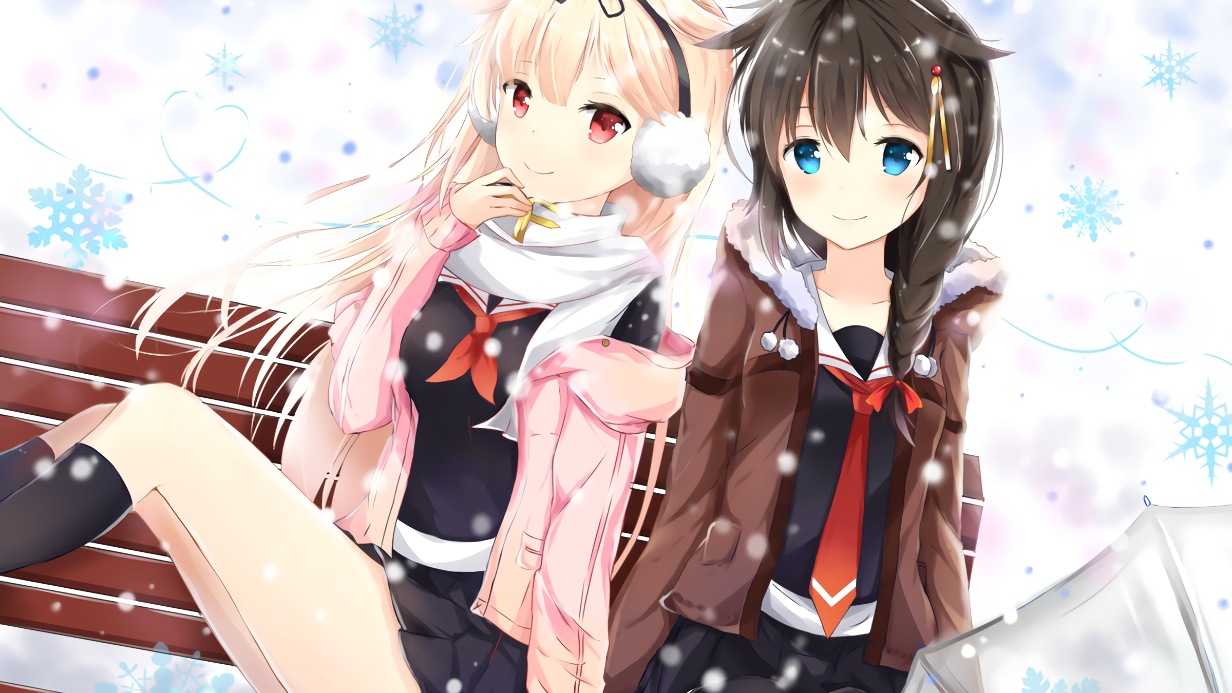 Yuudachi from Kancolle in winter HD Wallpaper