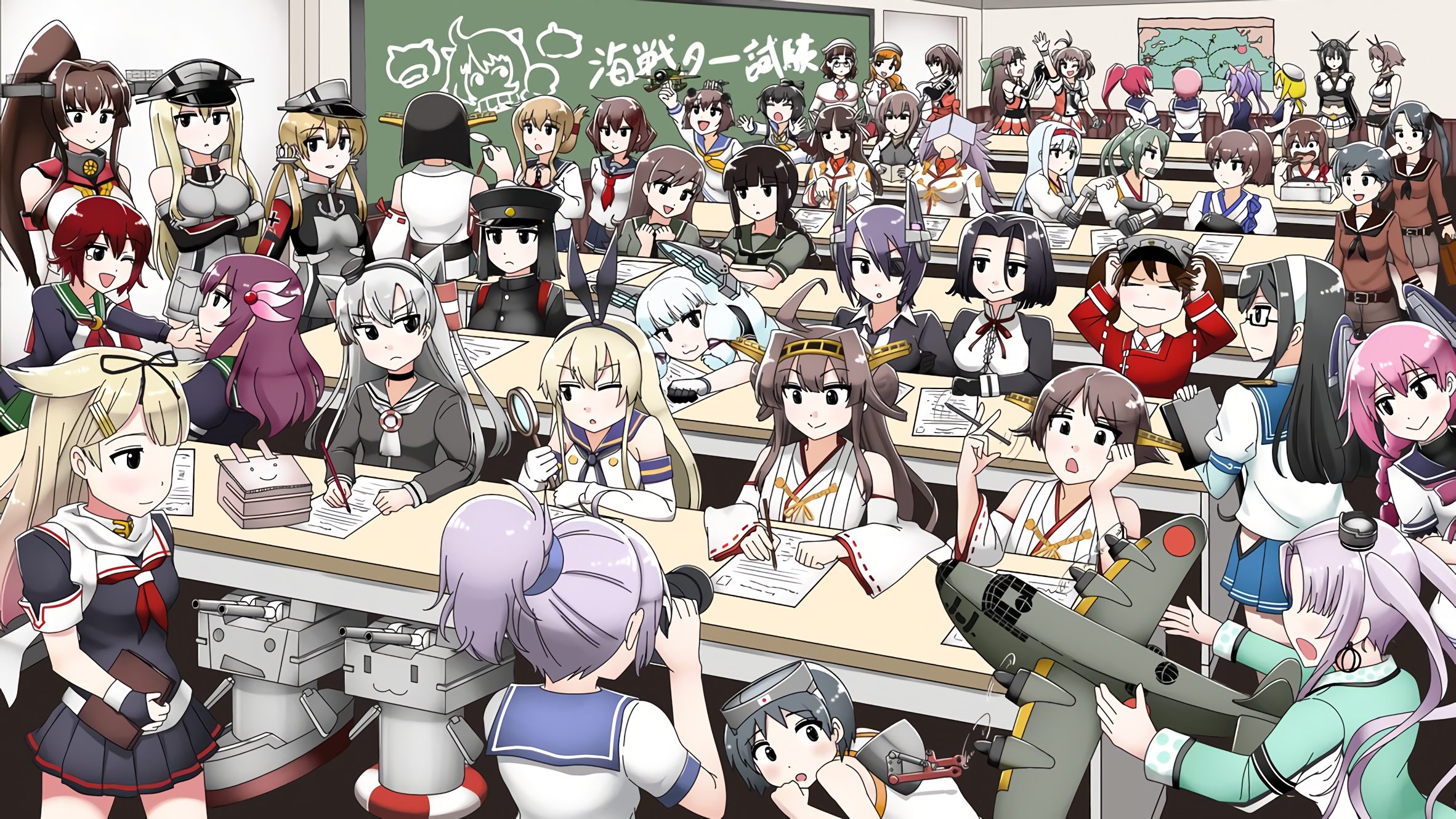 KanColle characters in a classroom setting HD Wallpaper
