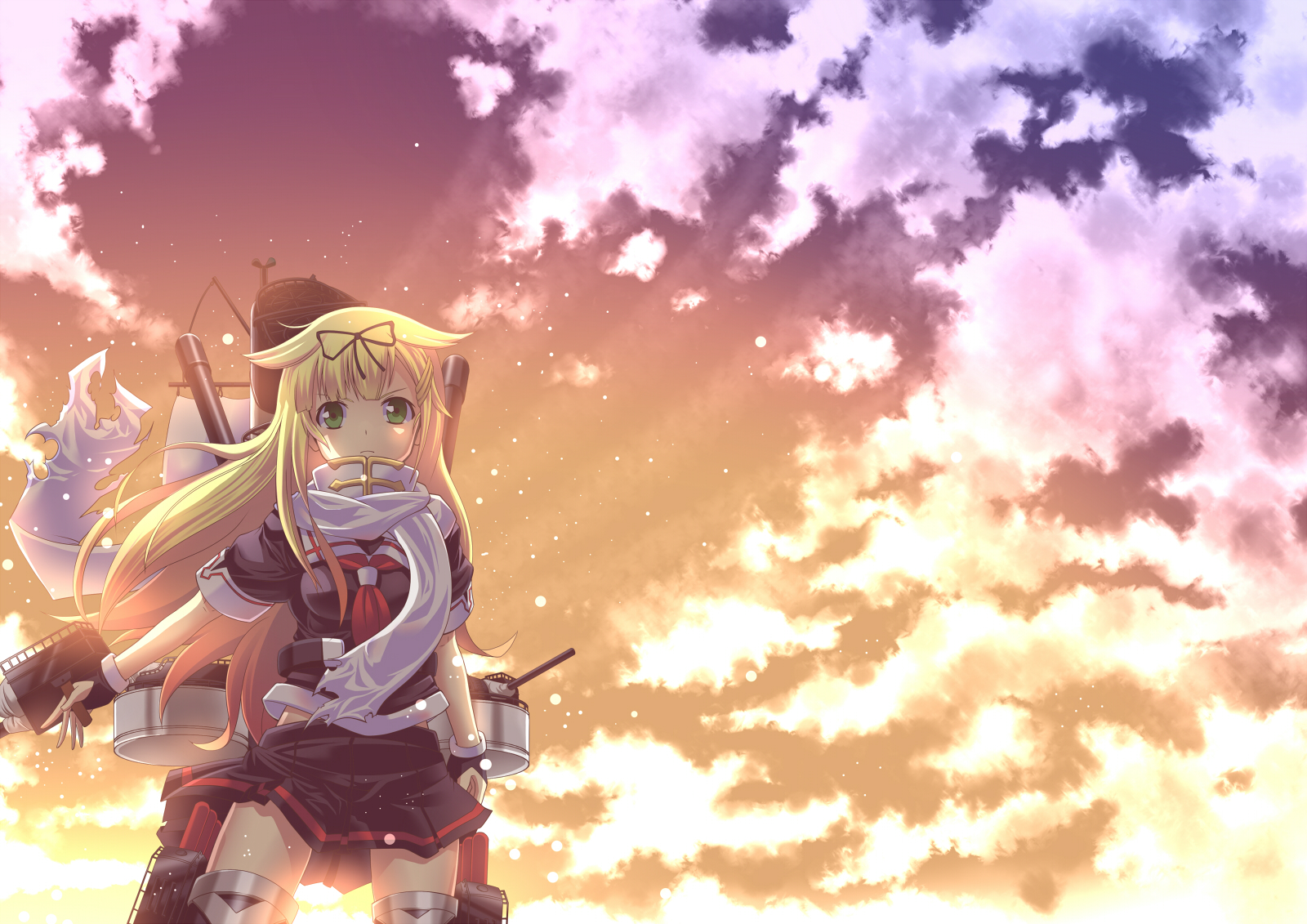Yuudachi from Kancolle on a ship HD Wallpaper