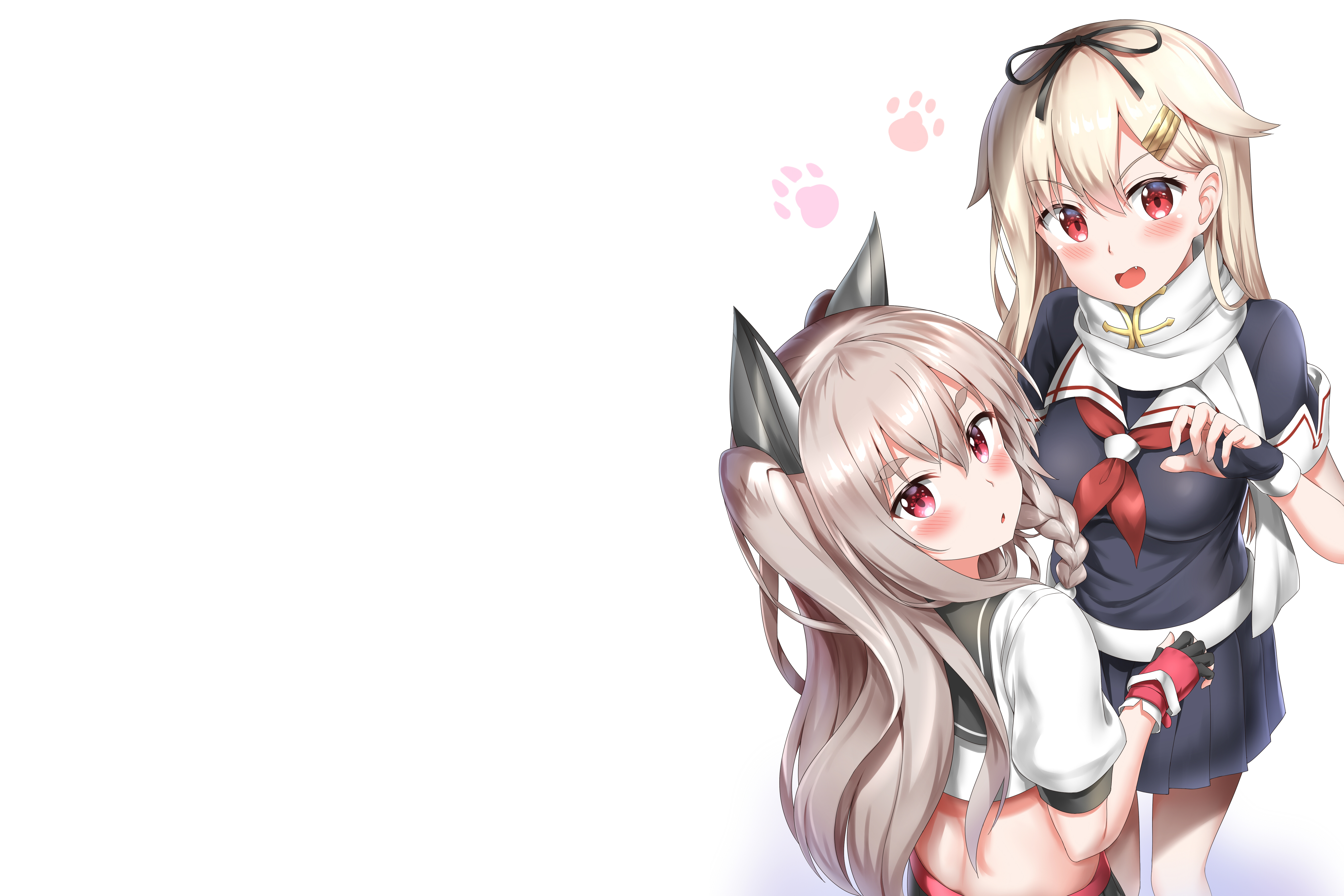 Yuudachi from Kancolle with another girl HD Wallpaper