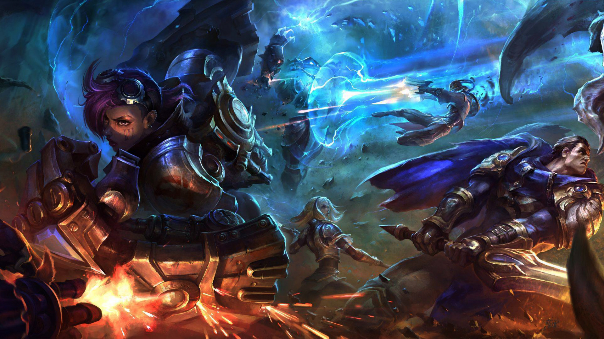 League of Legends characters in battle HD Wallpaper