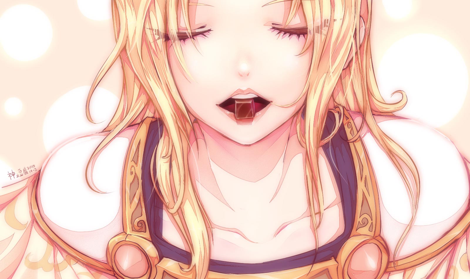 Lux from League of Legends eating chocolate HD Wallpaper