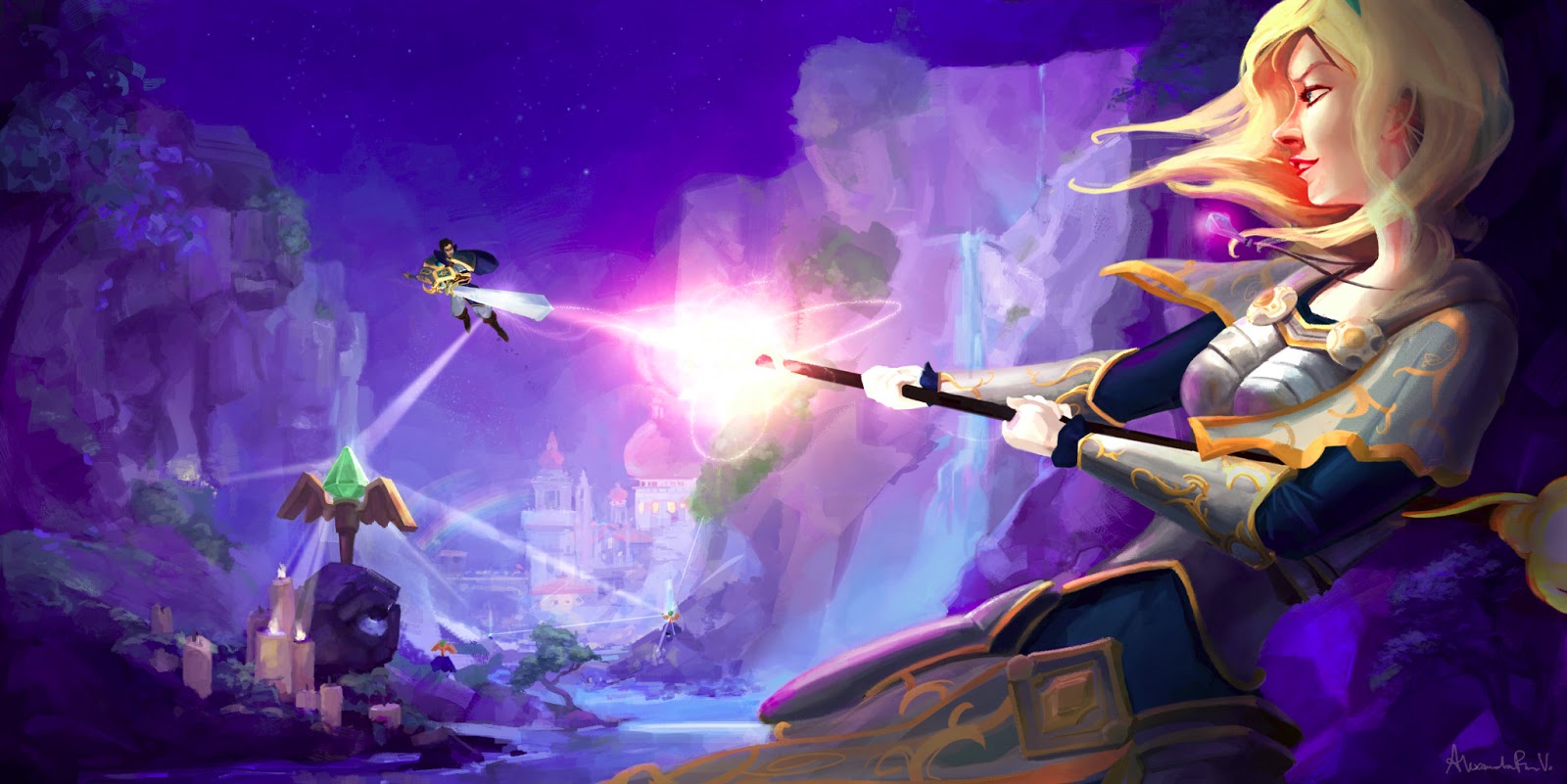 Lux from League of Legends casting a spell HD Wallpaper