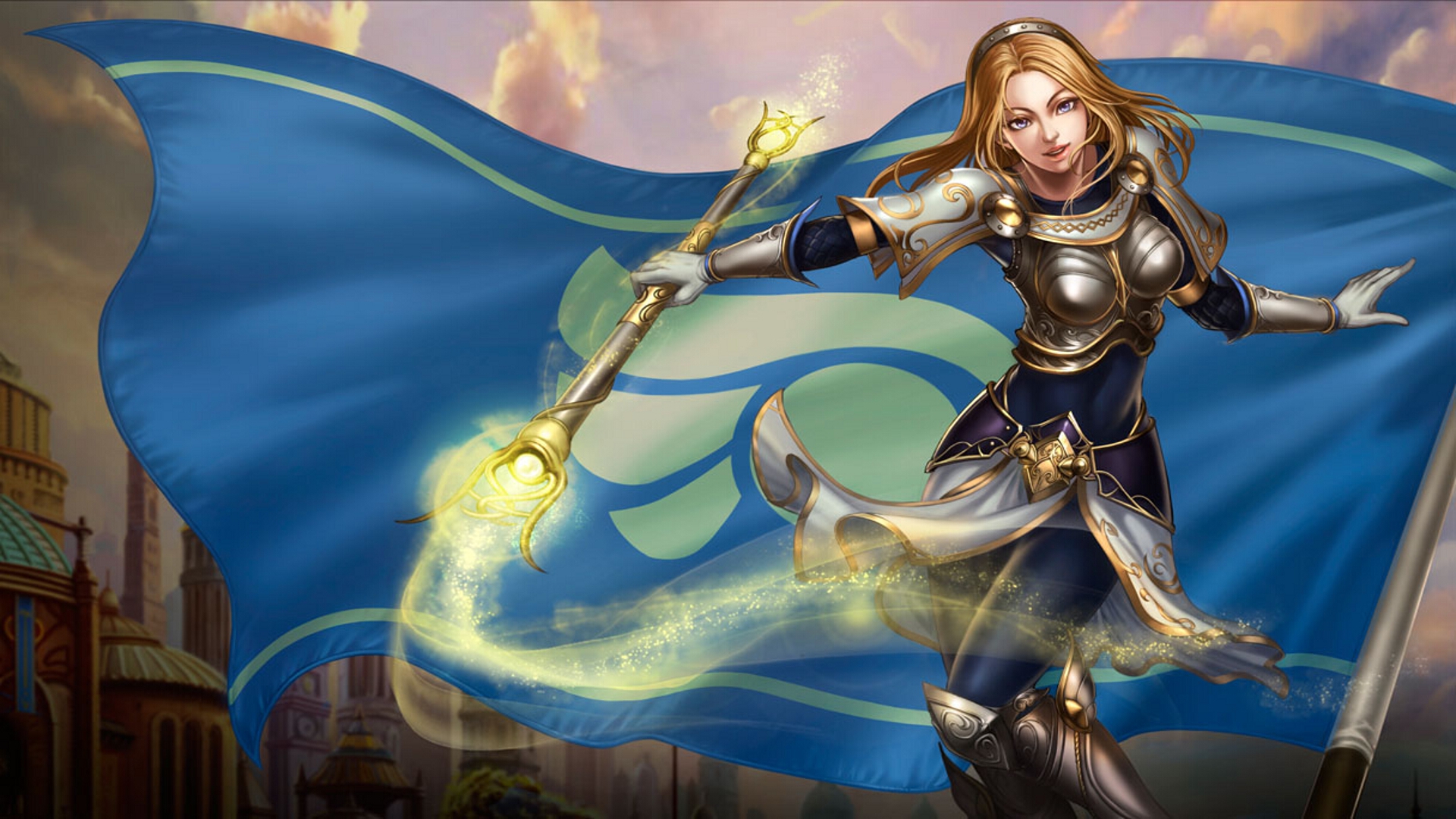 Lux from League of Legends with a flag HD Wallpaper