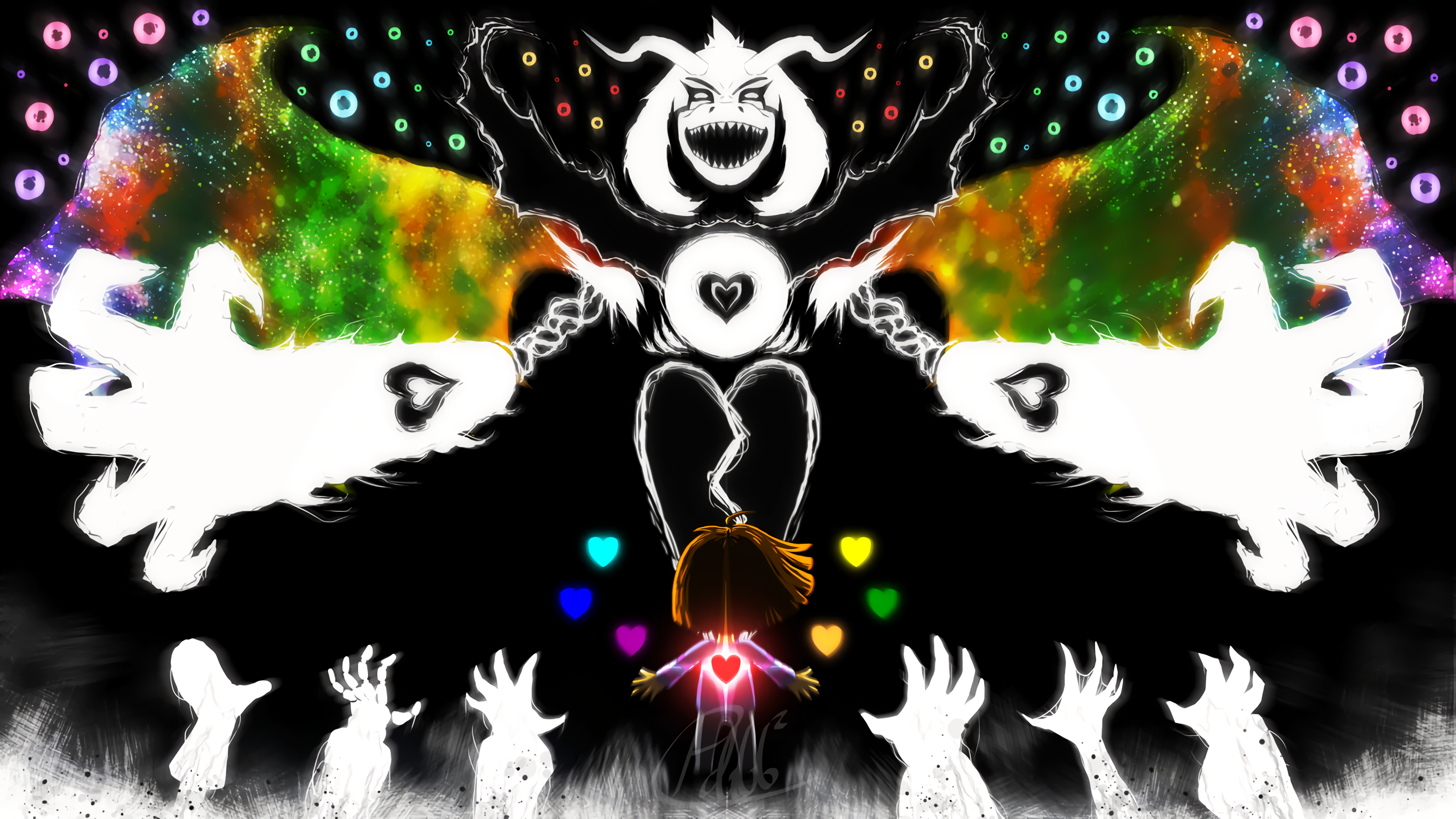 Asriel Dreemurr and Frisk from Undertale HD Wallpaper