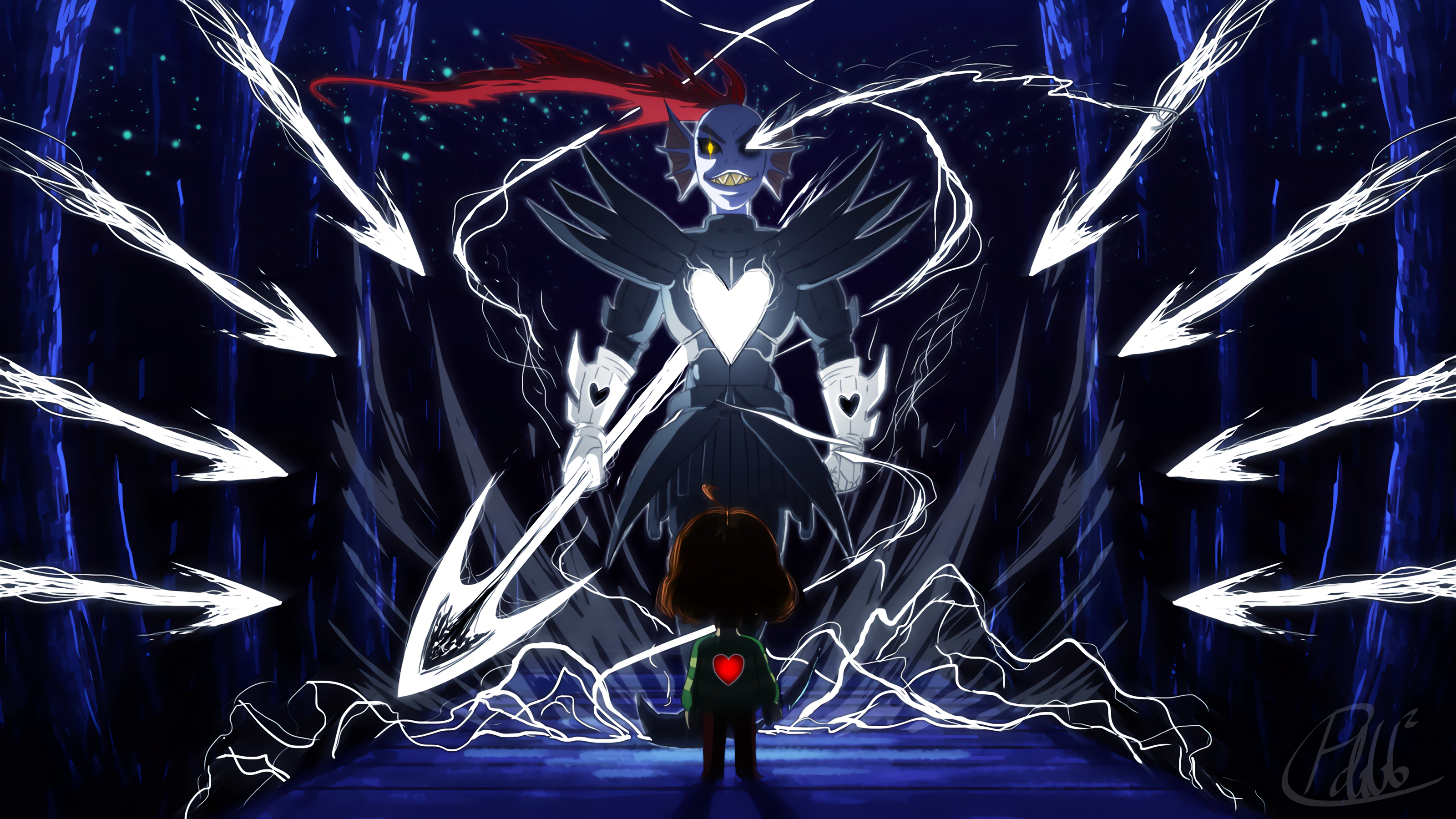Undyne the Undying and Frisk from Undertale HD Wallpaper