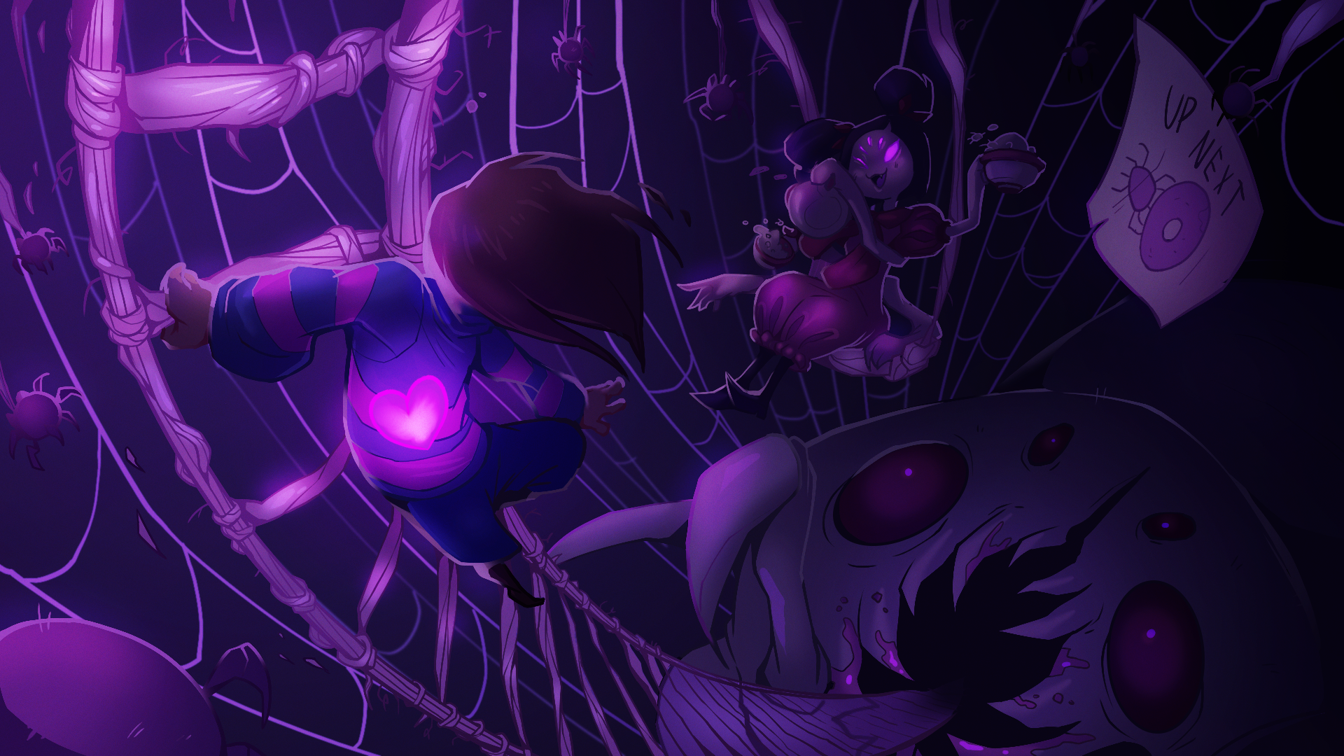 Frisk and Spider Monster from Undertale HD Wallpaper