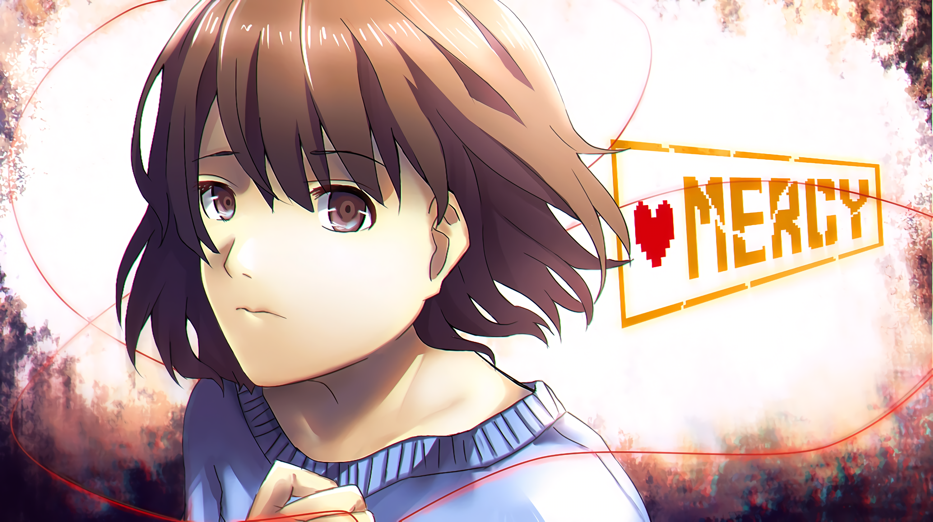 Frisk from Undertale with Mercy sign HD Wallpaper