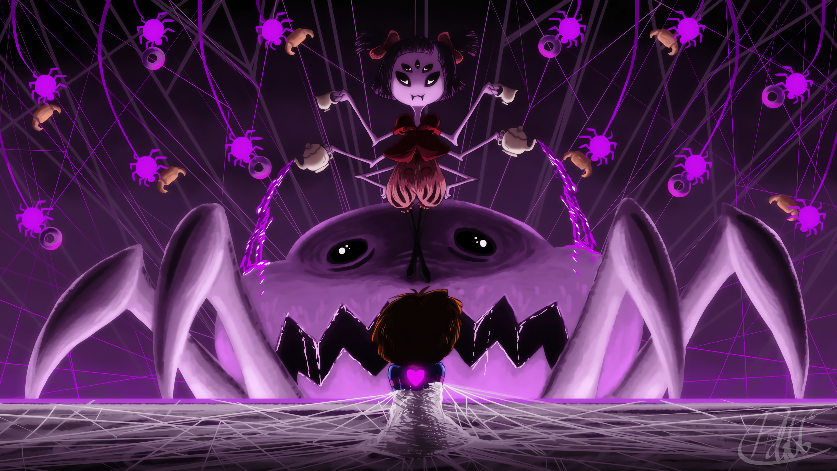 Frisk from Undertale with spiders HD Wallpaper