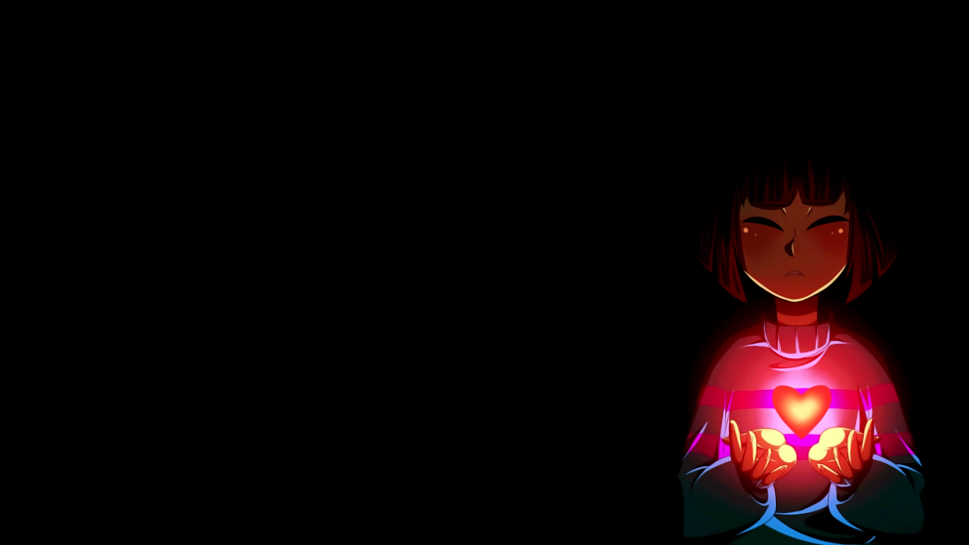 Frisk from Undertale holding a glowing heart HD Wallpaper