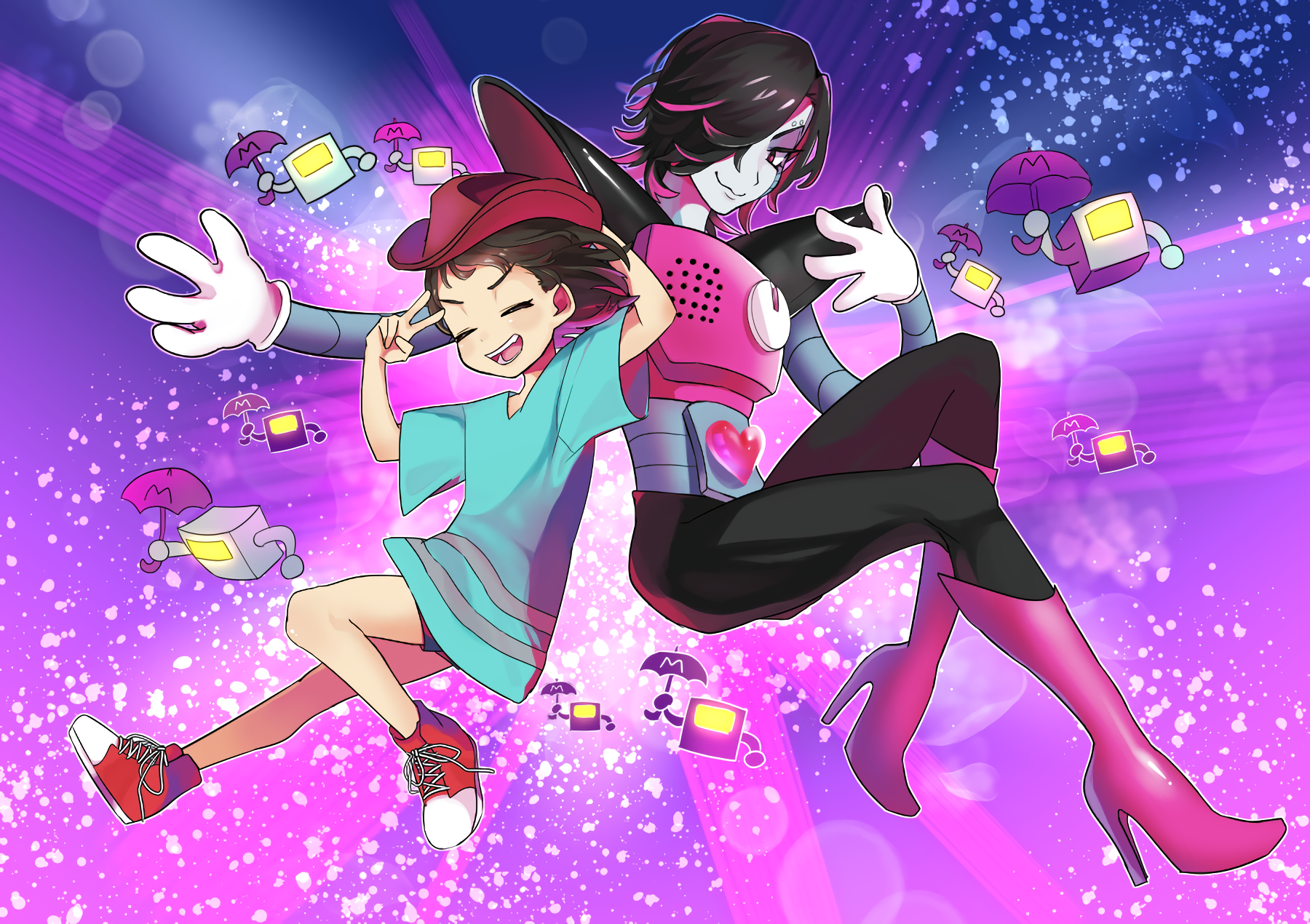 Frisk and Mettaton from Undertale HD Wallpaper