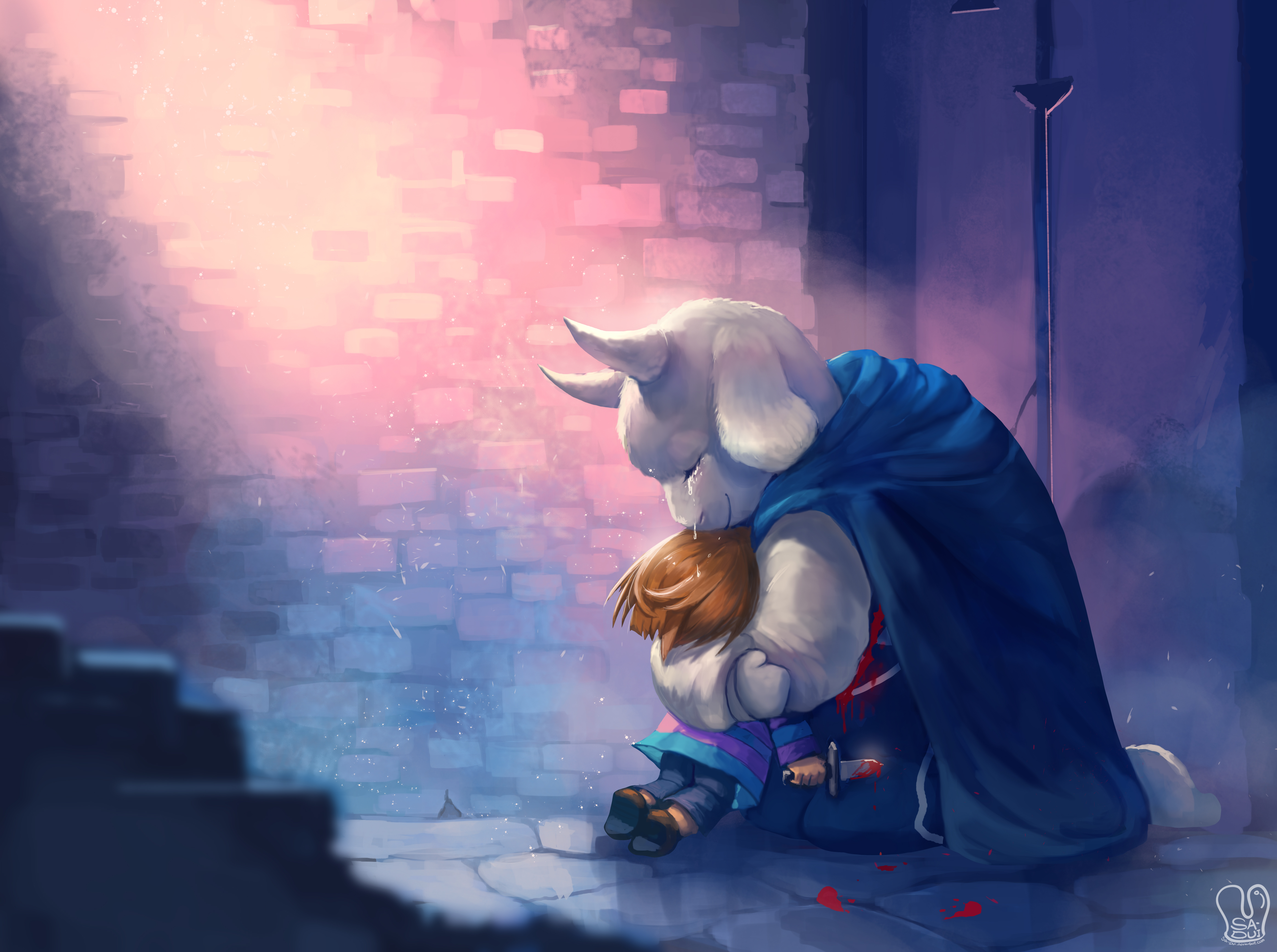 Asriel Dreemurr and Frisk from Undertale HD Wallpaper
