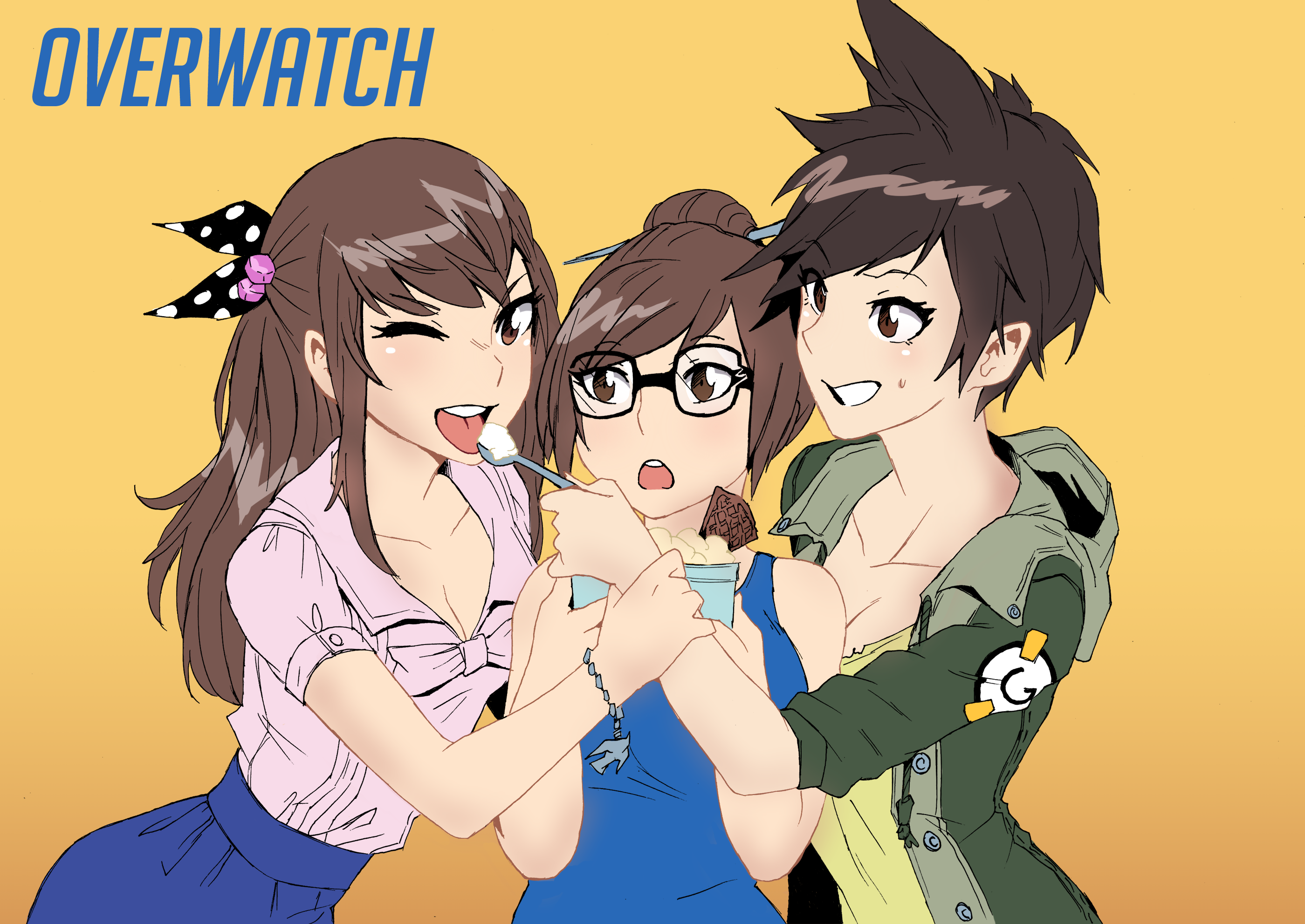 Overwatch characters eating ice cream HD Wallpaper