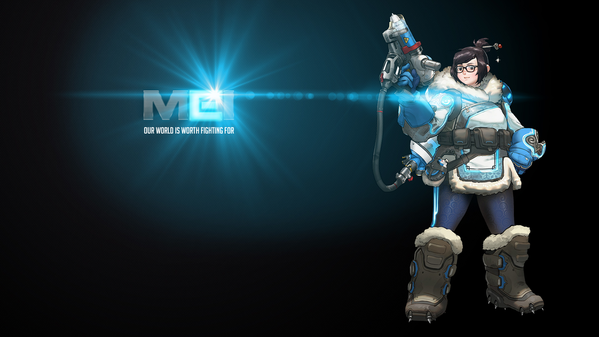 Mei from Overwatch with "MEI" logo HD Wallpaper