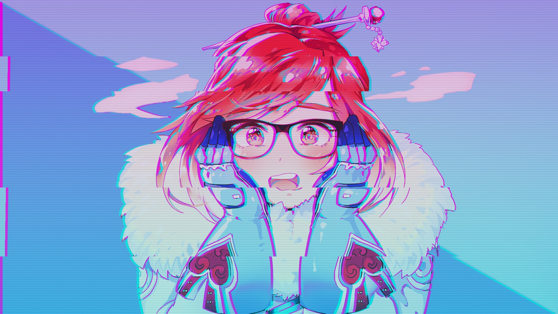 Mei from Overwatch with Glitch Effect HD Wallpaper