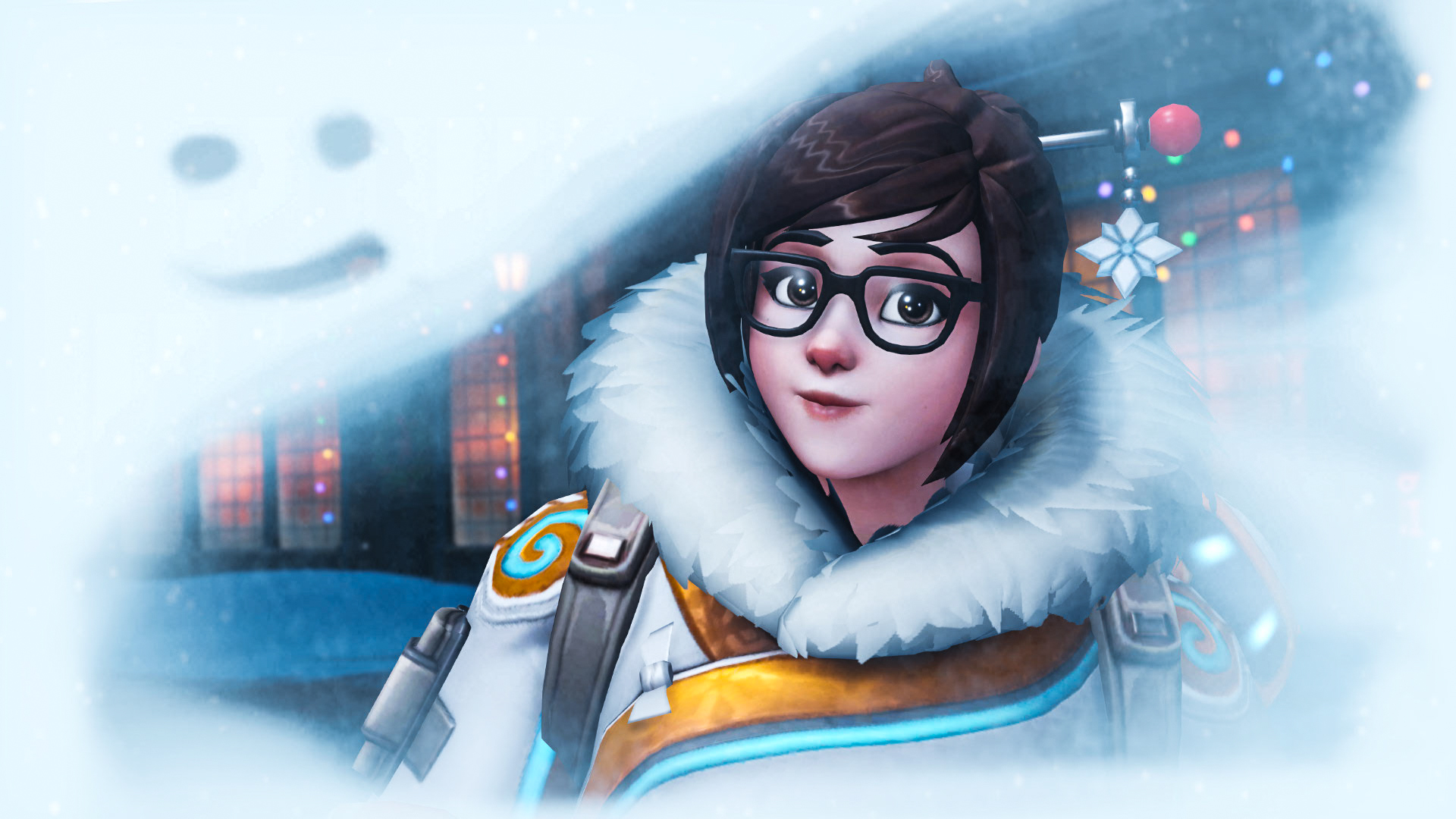 Mei from Overwatch in a snowy scene HD Wallpaper