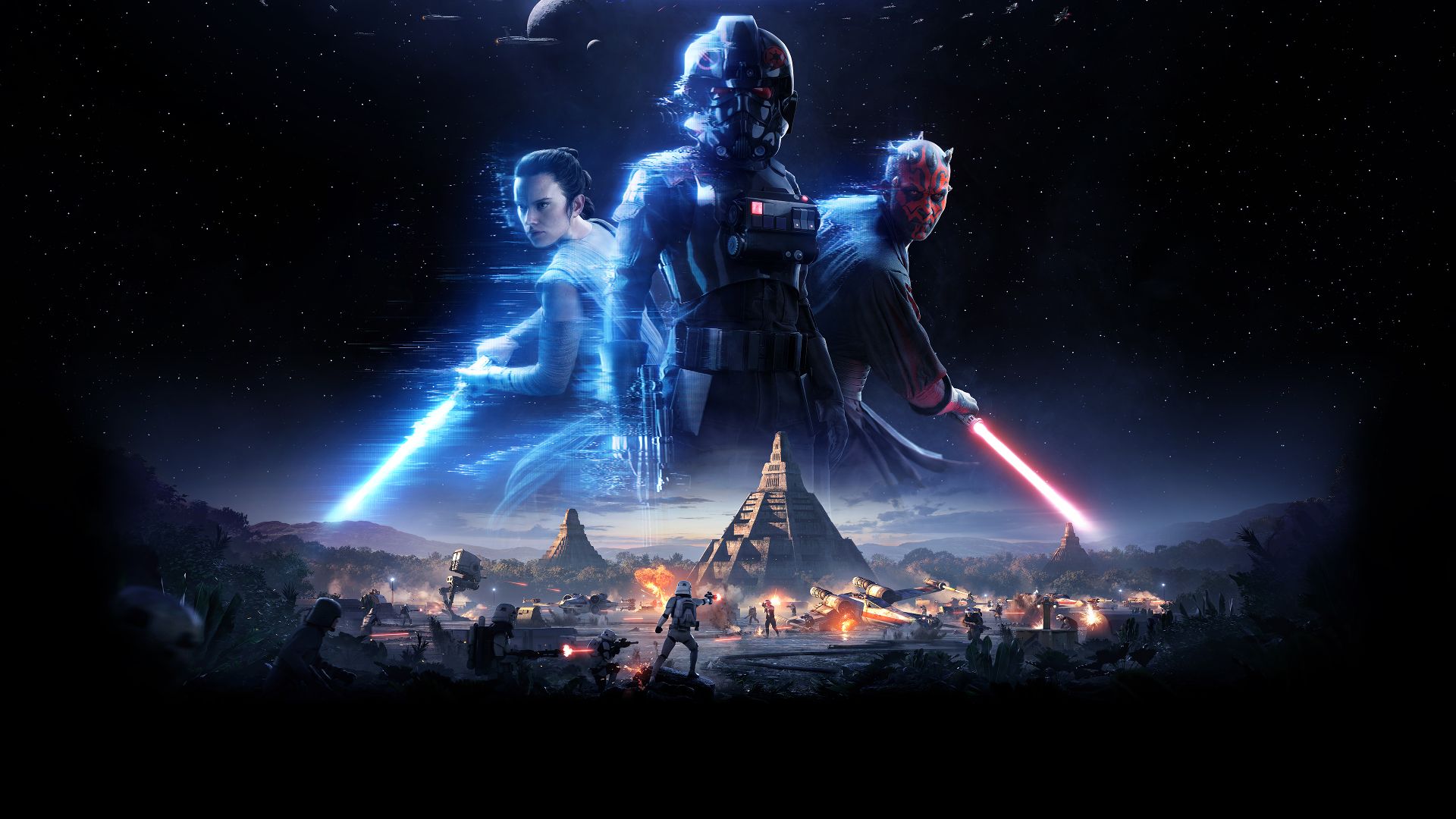 Darth Maul and Rey from Star Wars Battlefront II HD Wallpaper