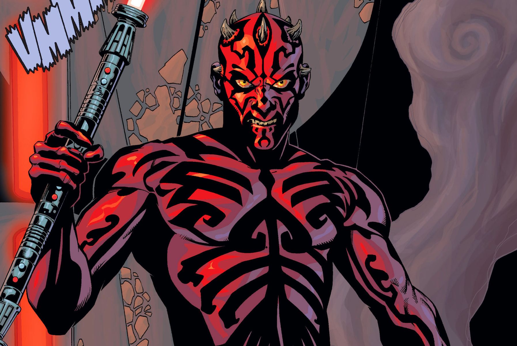 Darth Maul with Lightsaber HD Wallpaper