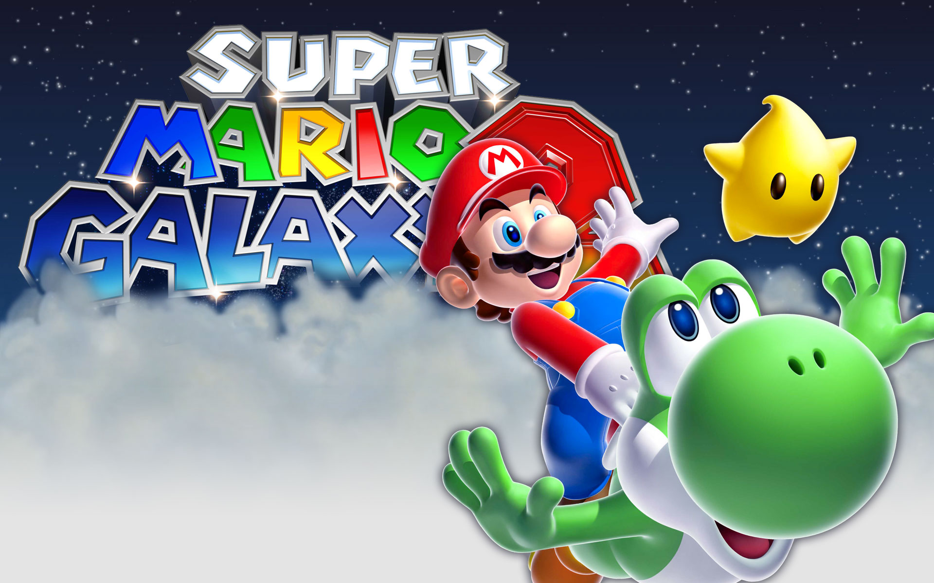 Mario and Yoshi from Super Mario Galaxy HD Wallpaper
