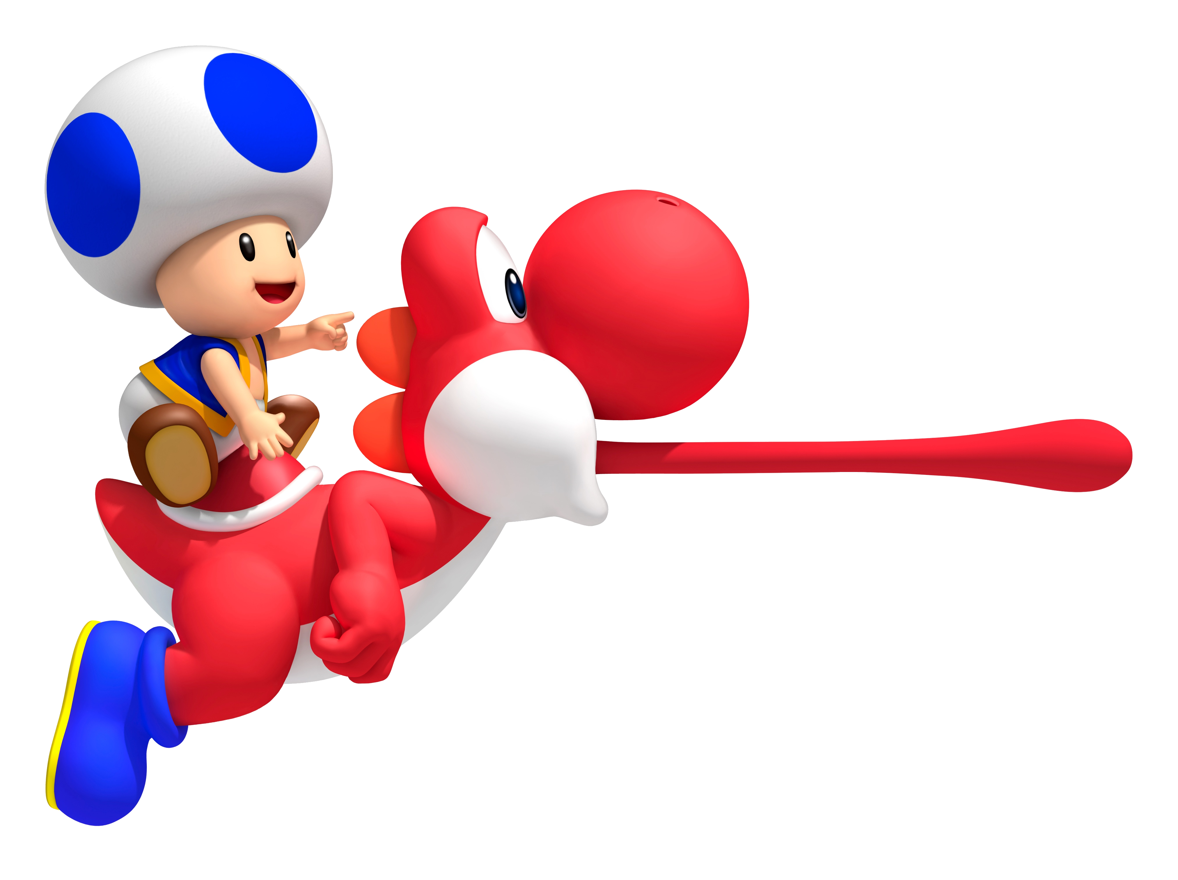 Toad riding a red Yoshi HD Wallpaper
