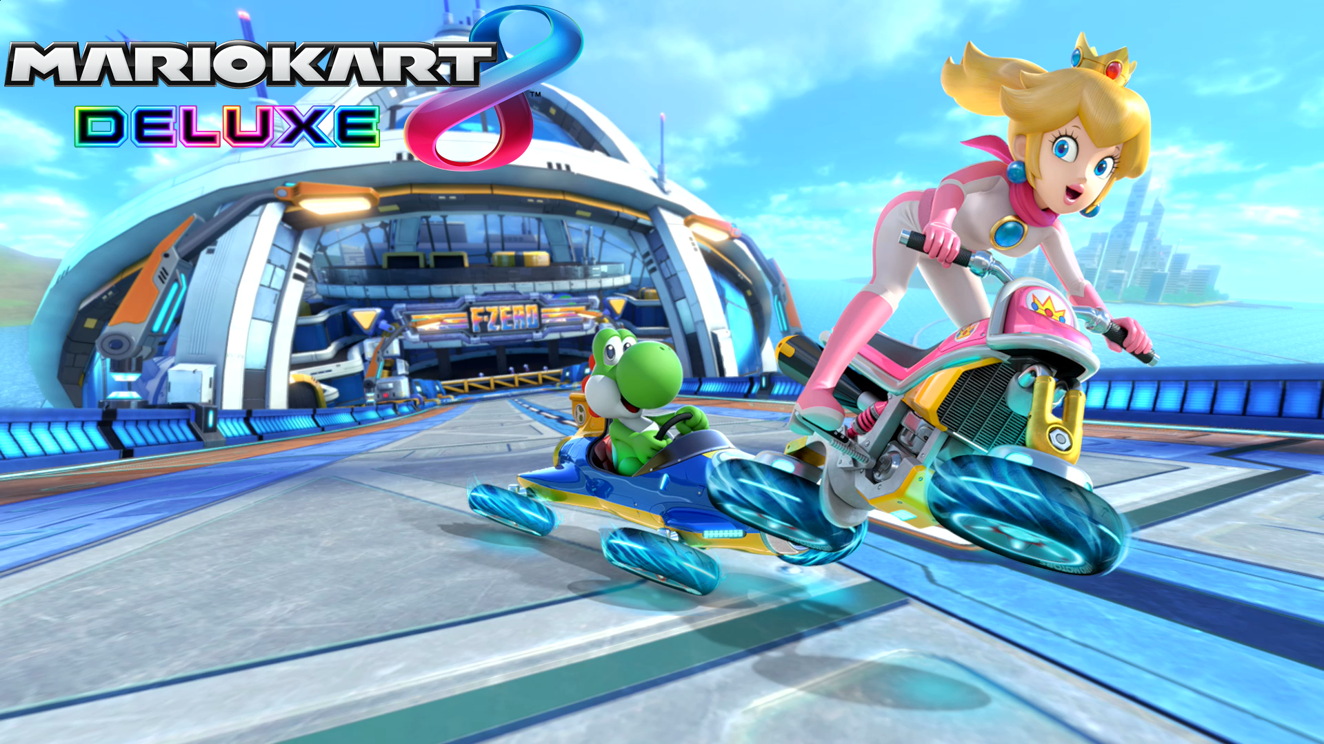 Princess Peach and Yoshi from Mario Kart 8 Deluxe HD Wallpaper