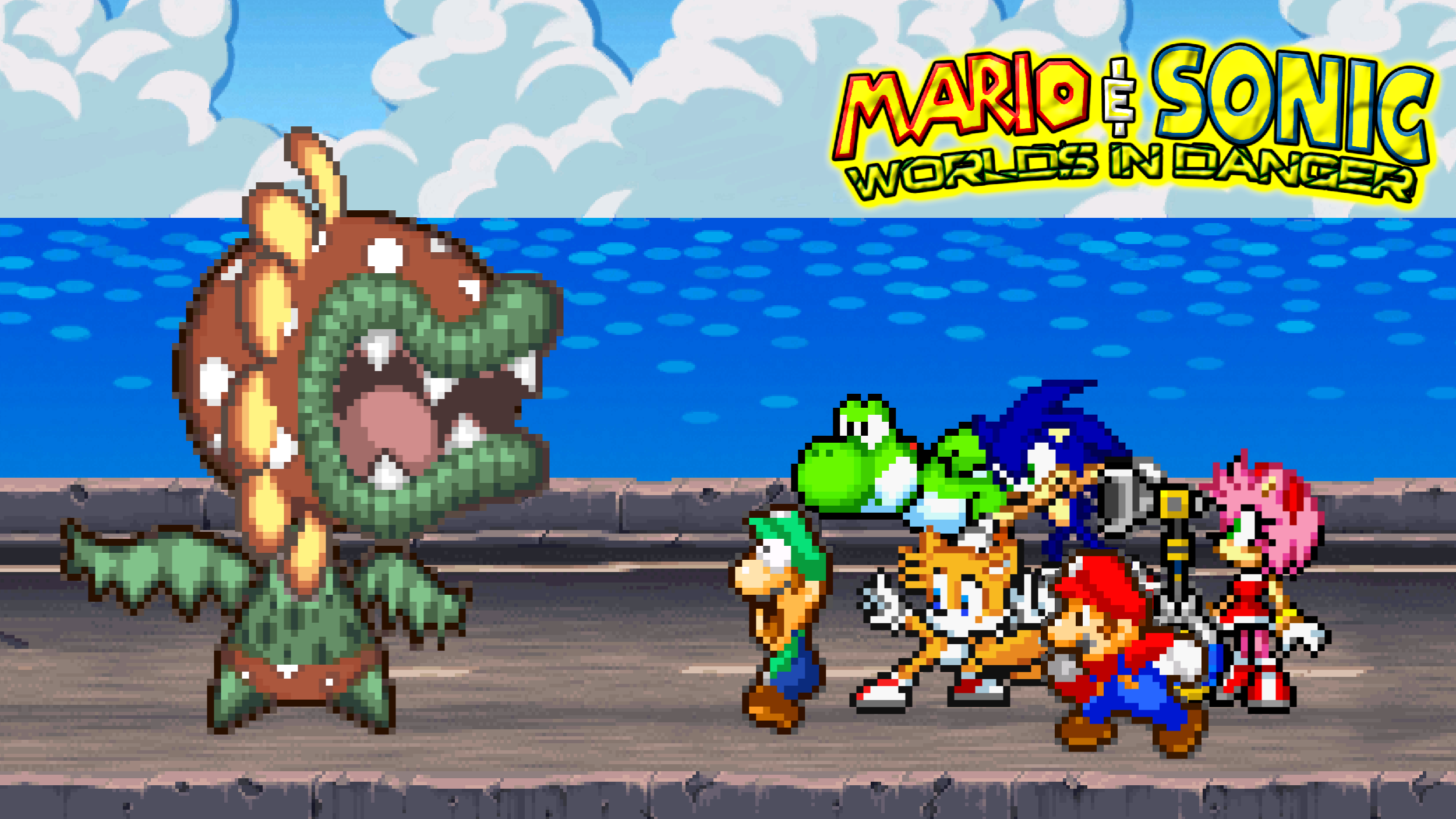 Mario & Sonic Worlds in Danger Piranha Plant vs Heroes HD Wallpaper