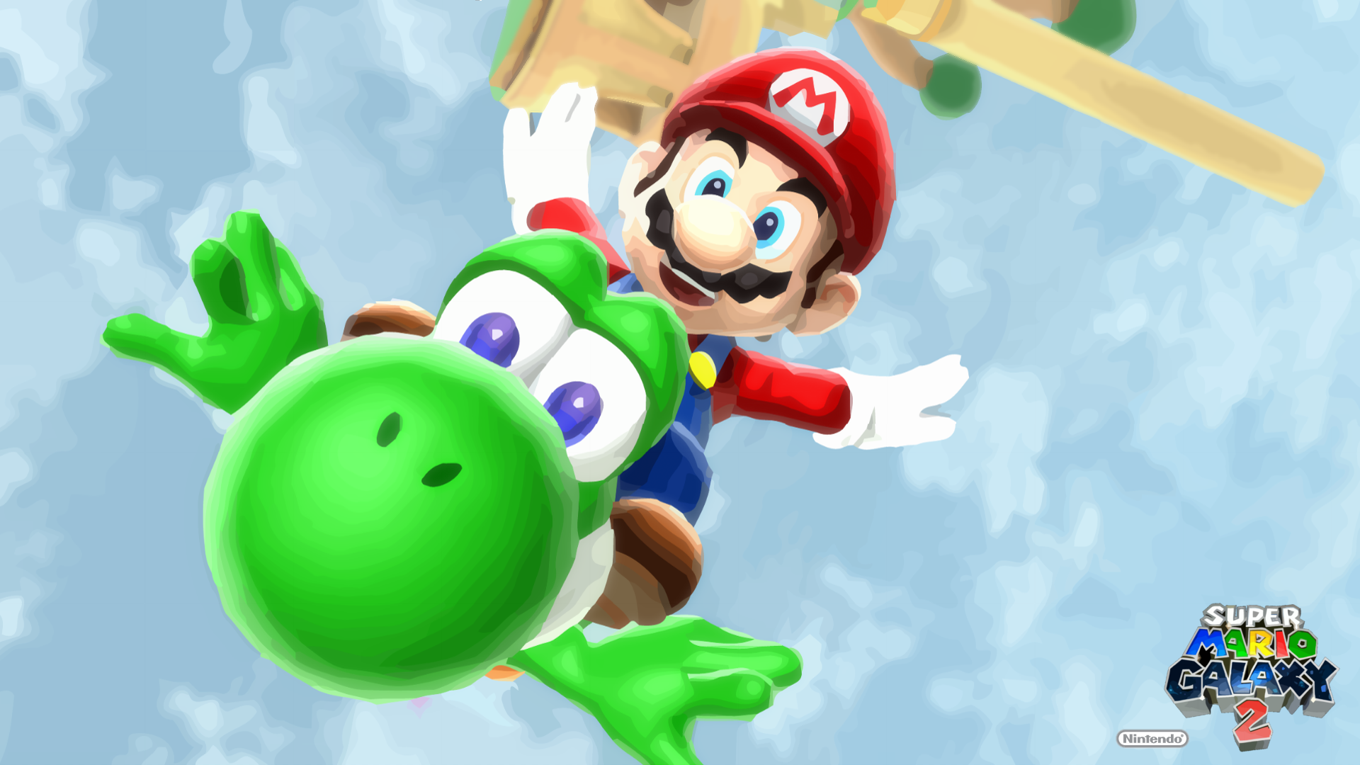 Mario and Yoshi from Super Mario Galaxy 2 HD Wallpaper