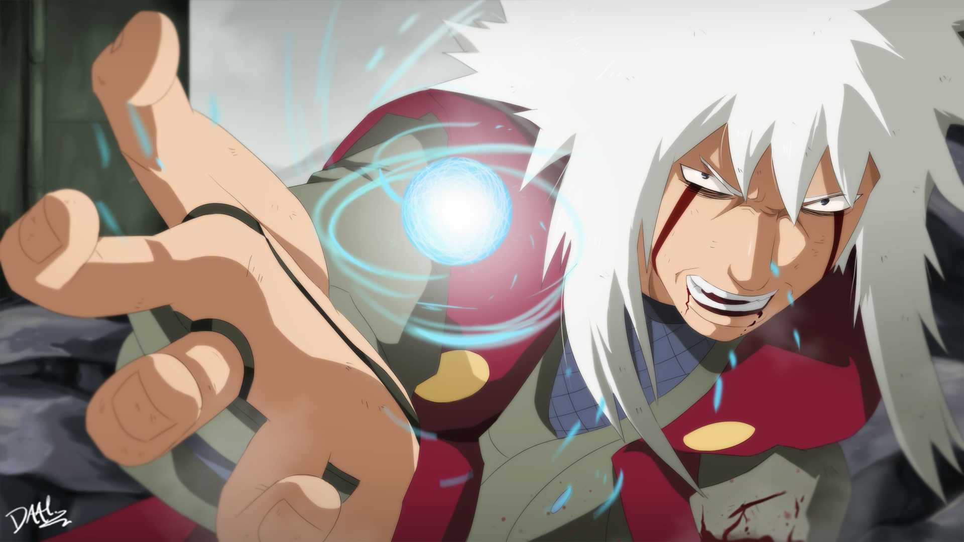 Jiraiya from Naruto using Rasengan HD Wallpaper
