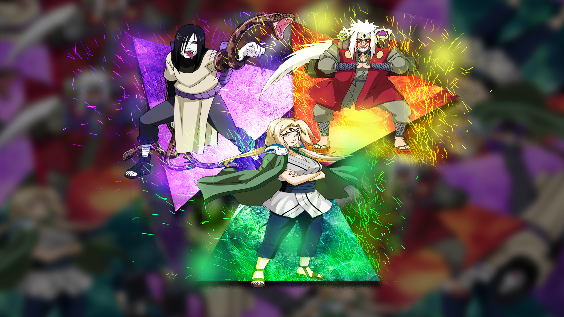 Orochimaru, Jiraiya, and Tsunade from Naruto HD Wallpaper