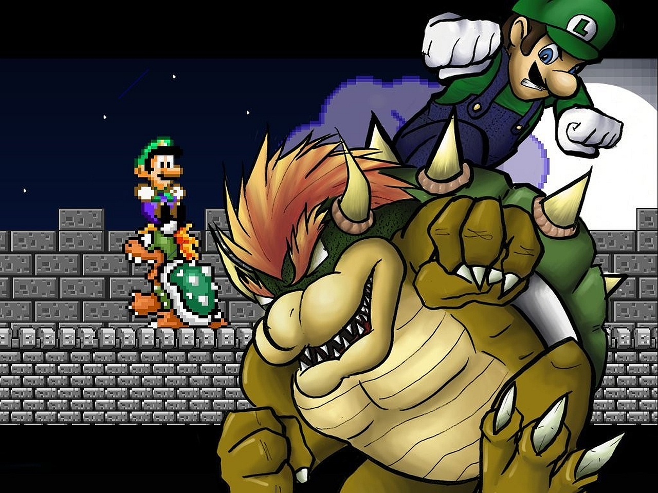 Luigi and Bowser from Super Mario HD Wallpaper