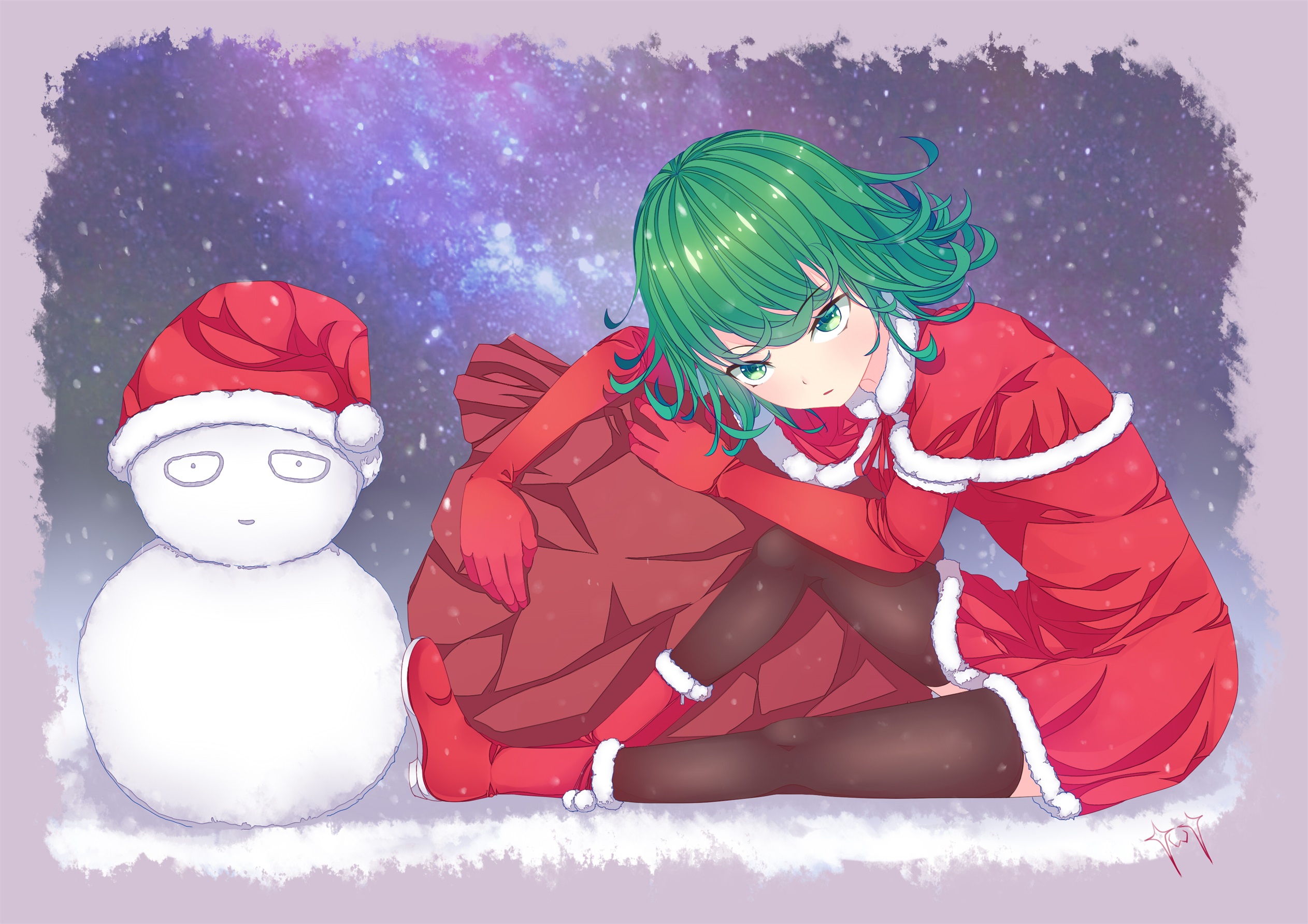 Tatsumaki from One-Punch Man with a snowman HD Wallpaper