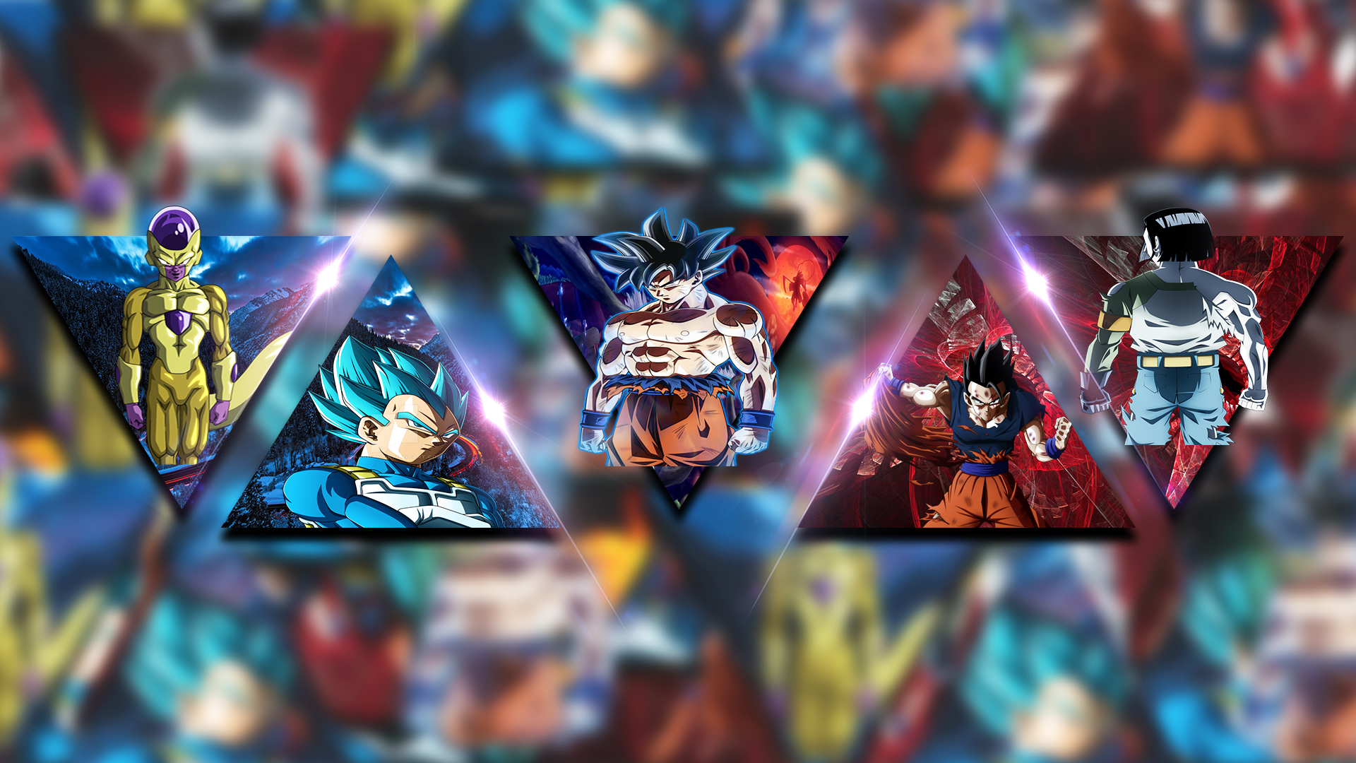 Dragon Ball Z characters in triangular frames HD Wallpaper