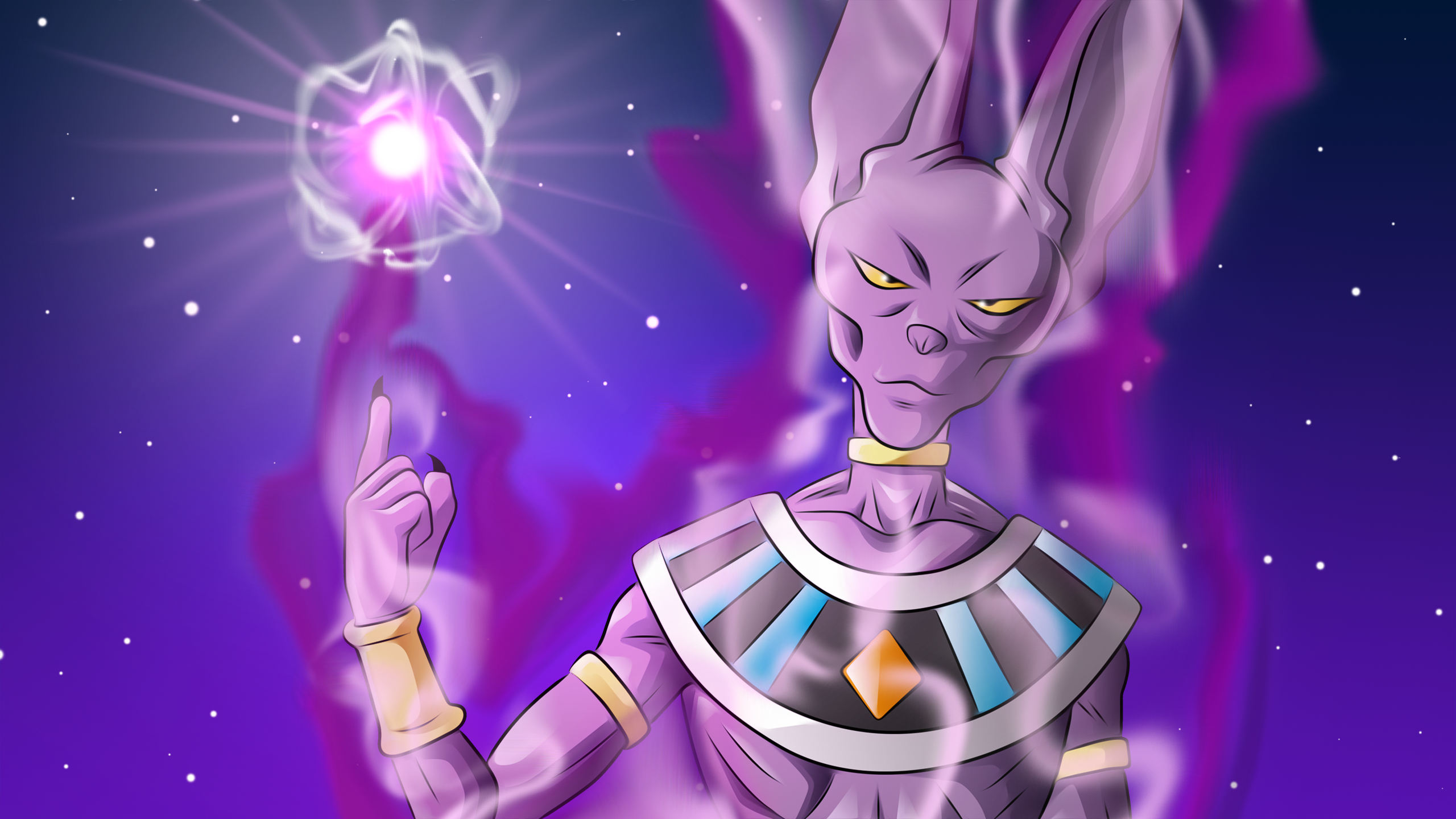 Beerus Summoning Energy in Cosmic Space HD Wallpaper