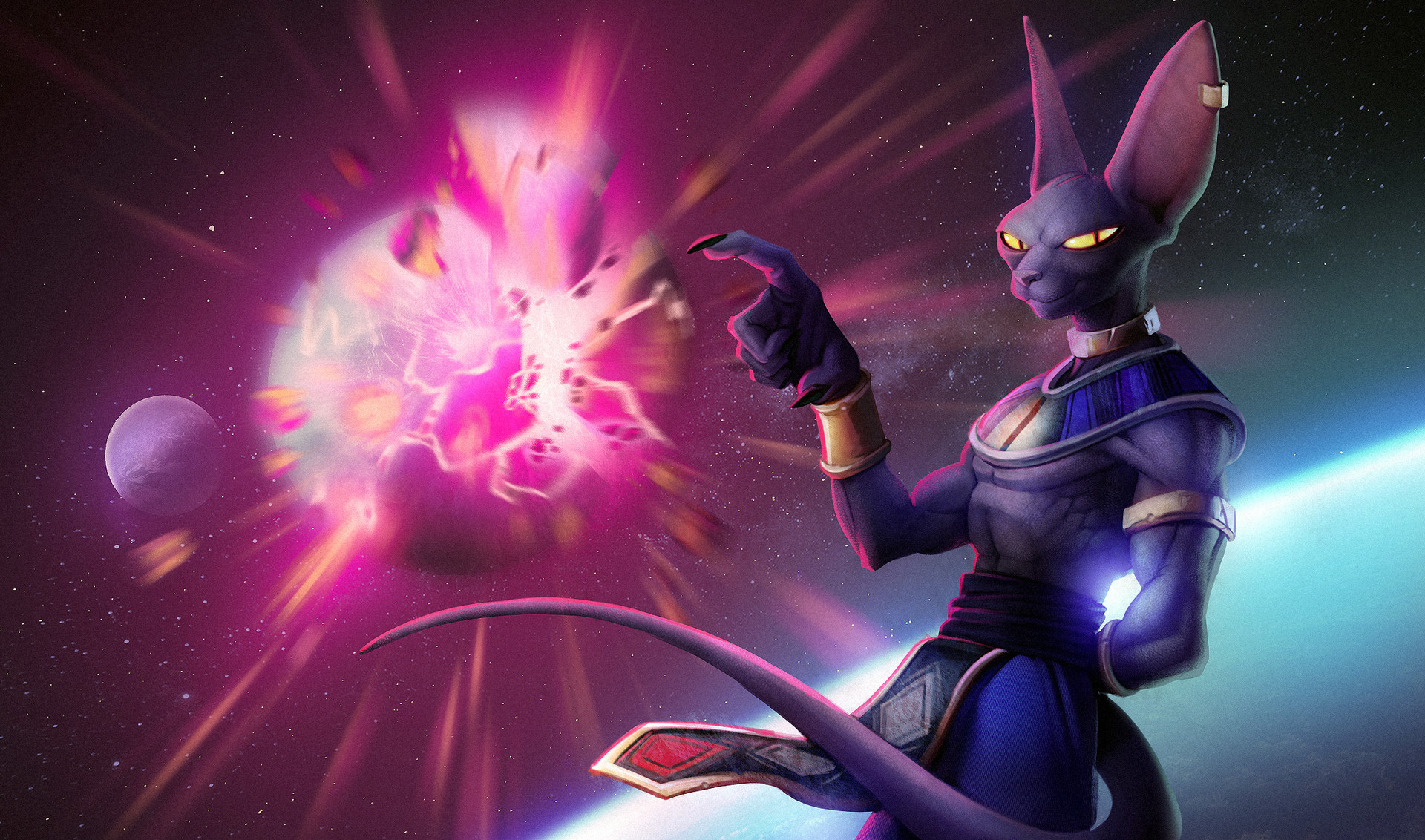 Beerus from Dragon Ball in space HD Wallpaper