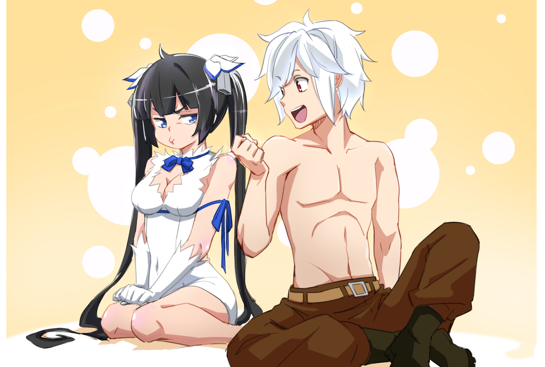 Hestia and Bell Cranel from DanMachi HD Wallpaper