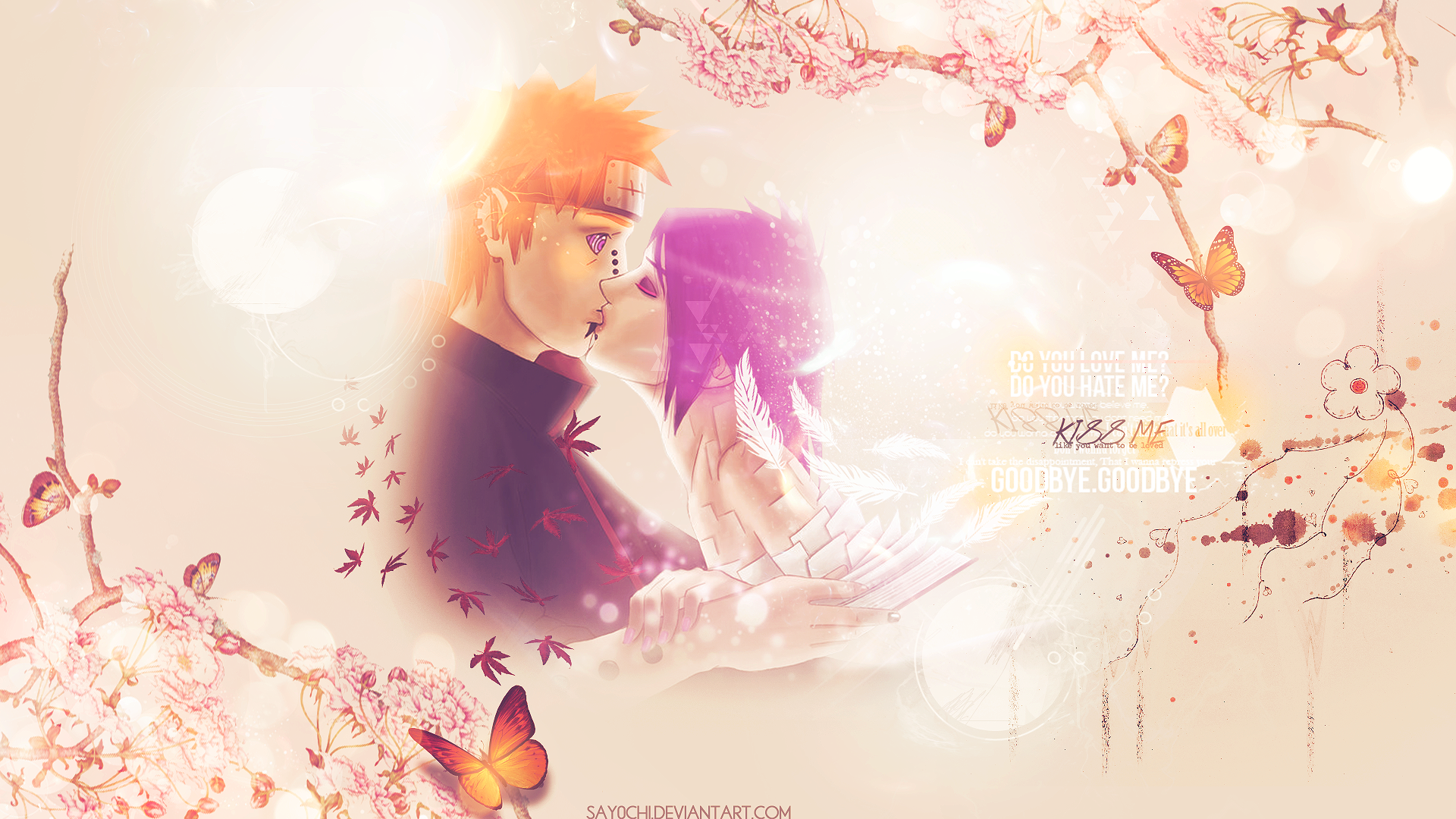 Konan and Pain kissing from Naruto HD Wallpaper