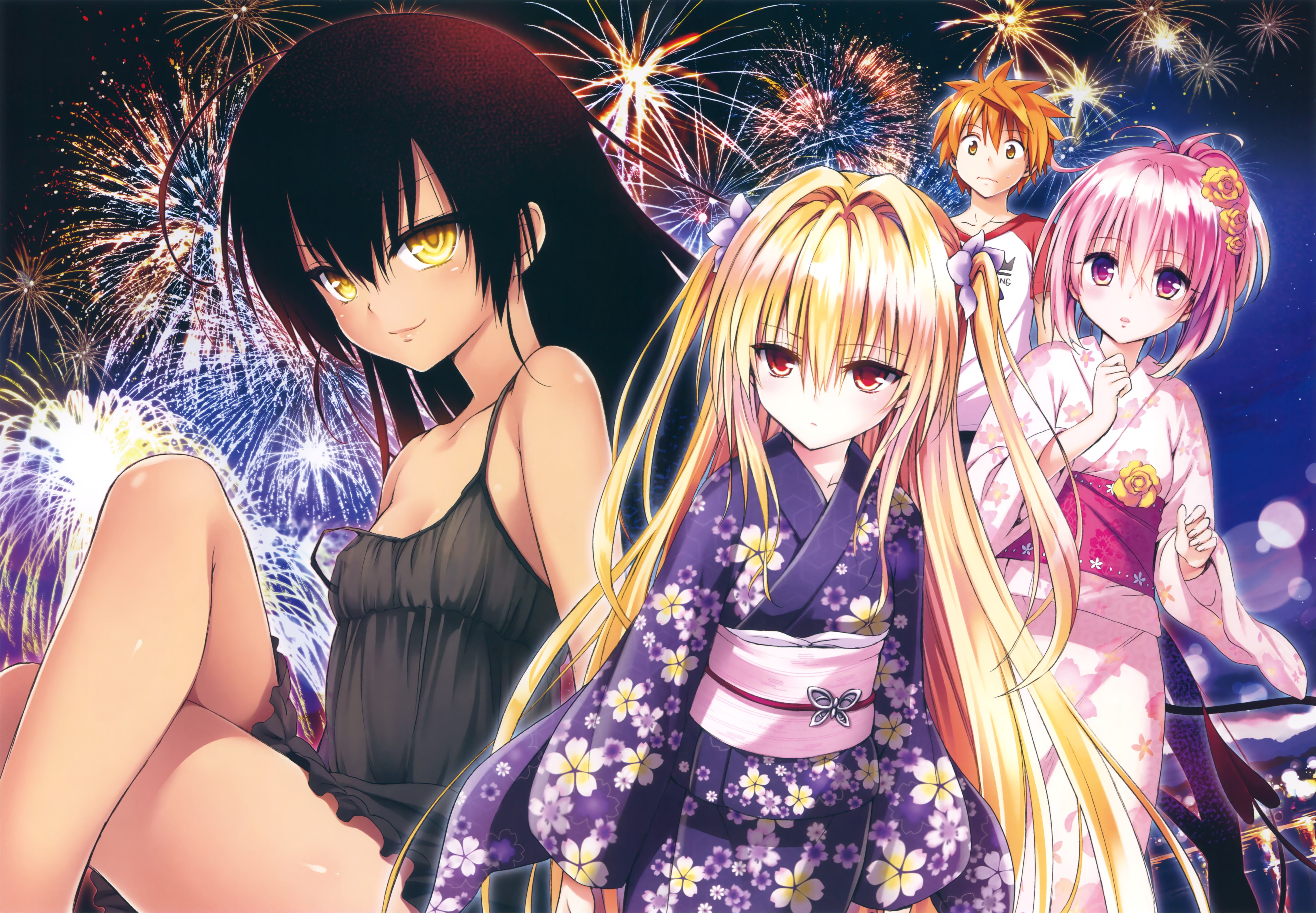 Golden Darkness and friends at fireworks HD Wallpaper