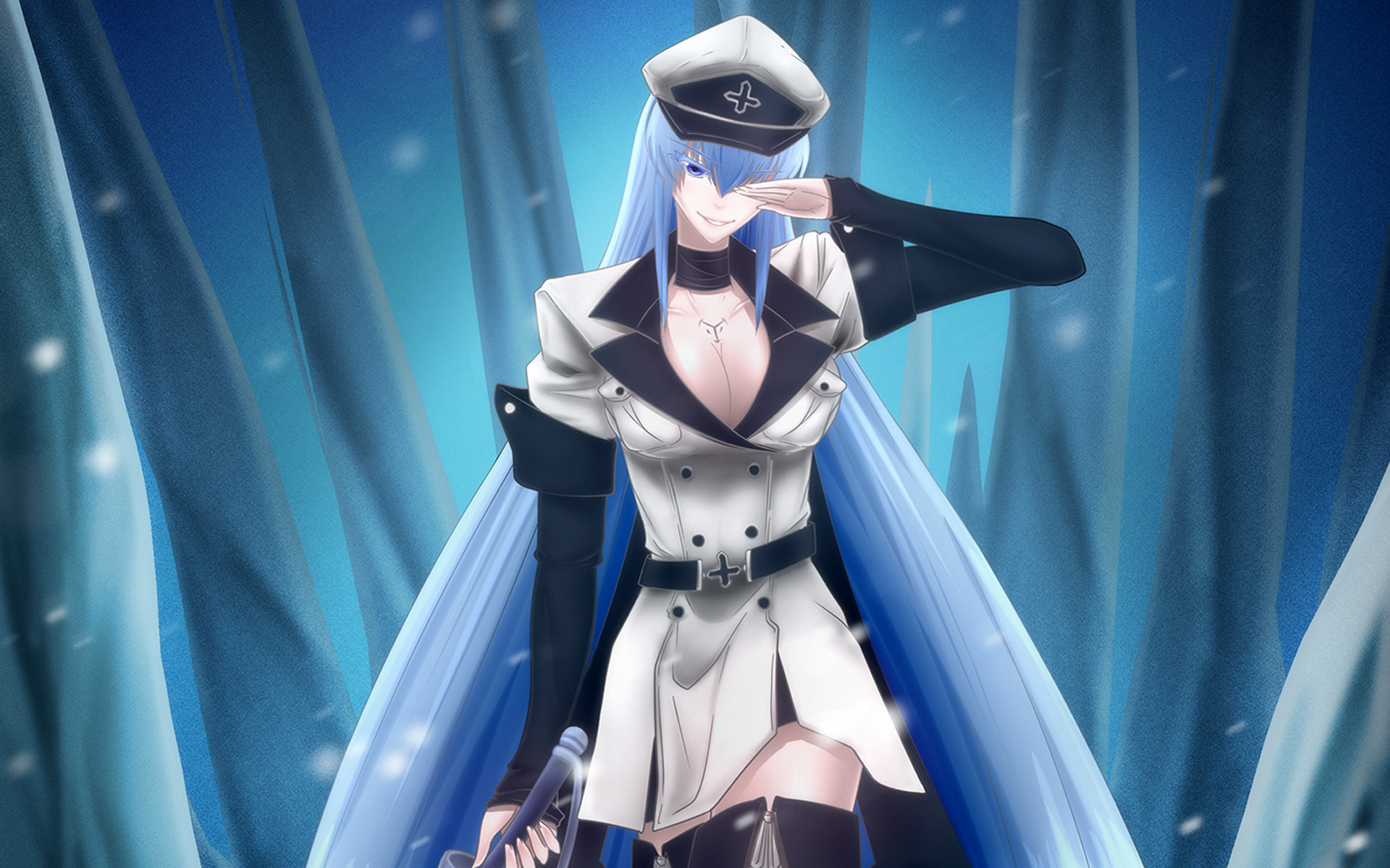 Esdeath from Akame Ga Kill! in a white uniform HD Wallpaper