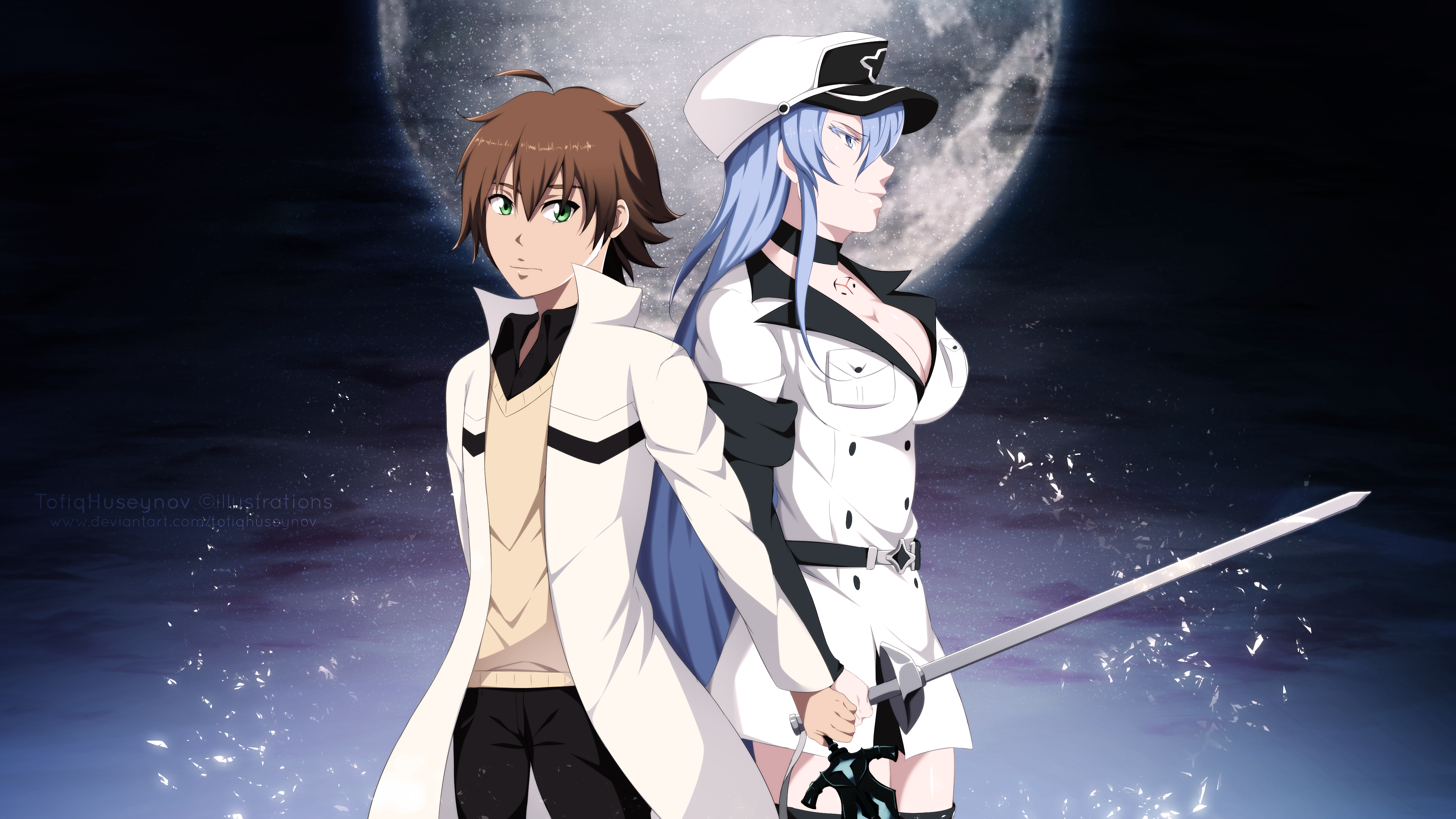 Tatsumi and Esdeath from Akame Ga Kill! HD Wallpaper