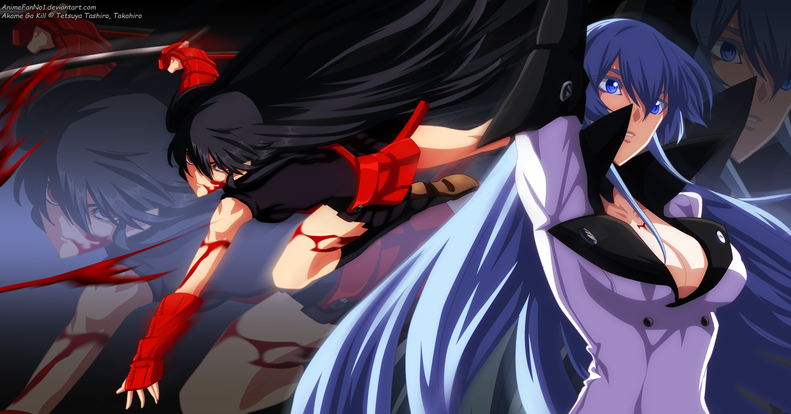 Akame and Esdeath from Akame Ga Kill! HD Wallpaper
