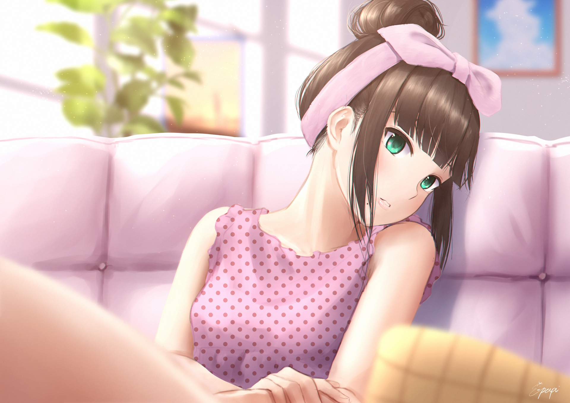 Dia Kurosawa in pink polka dot dress HD Wallpaper