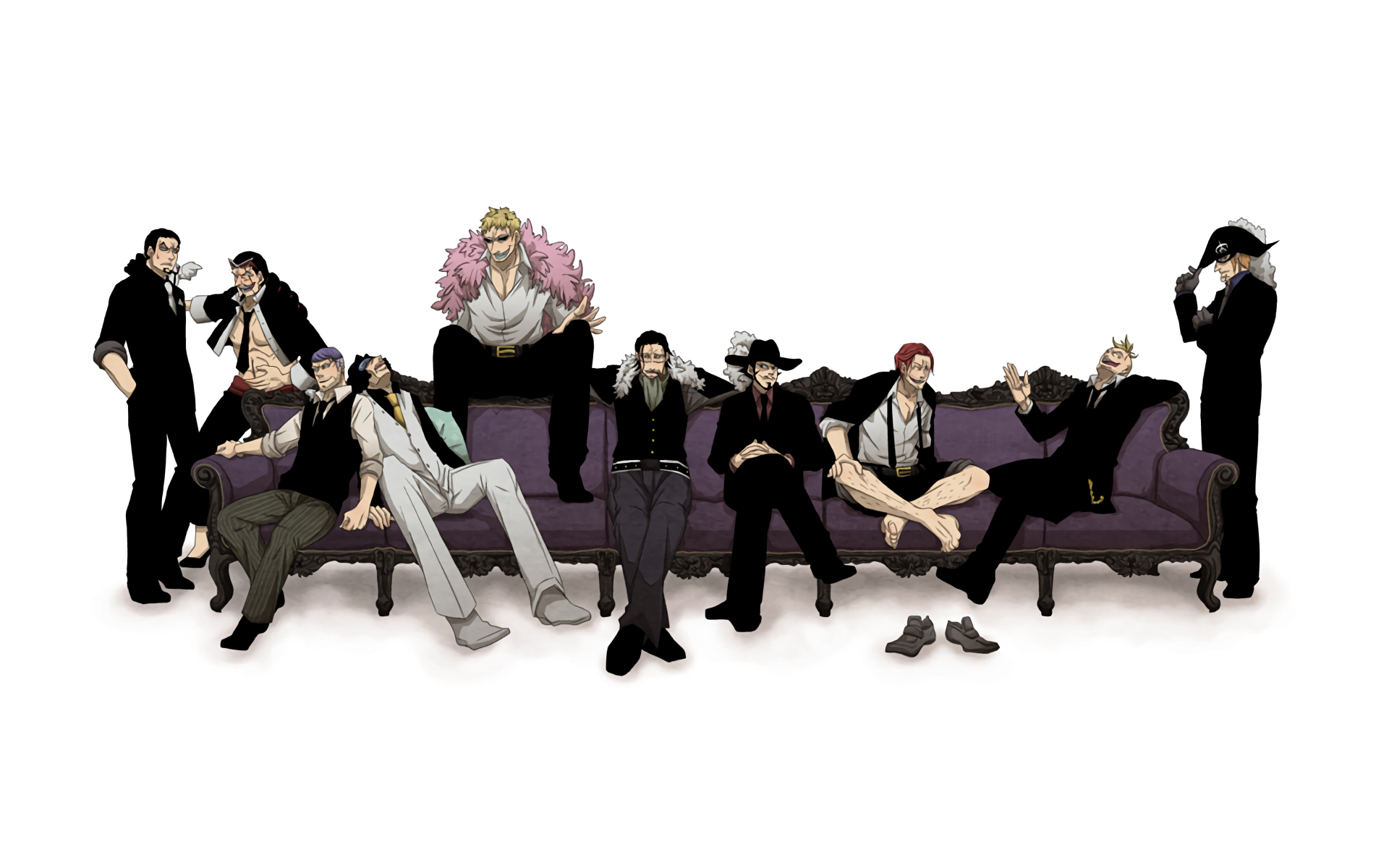 Shanks and other characters from One Piece on a couch HD Wallpaper