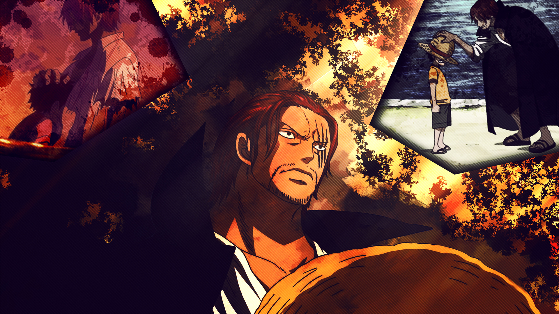 Shanks in Fiery Reflective Memory Scene HD Wallpaper