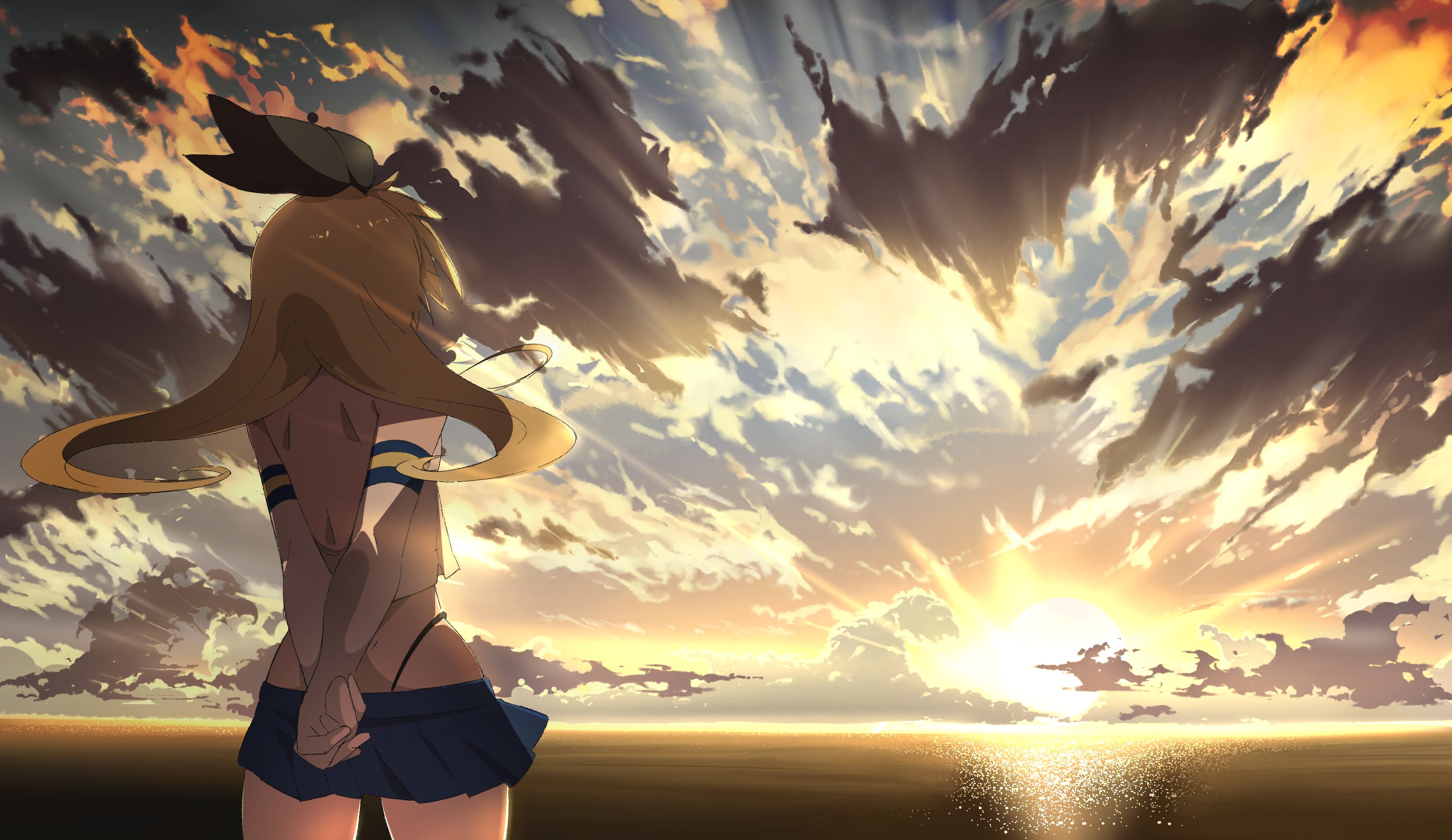 Shimakaze from Kantai Collection at sunset HD Wallpaper