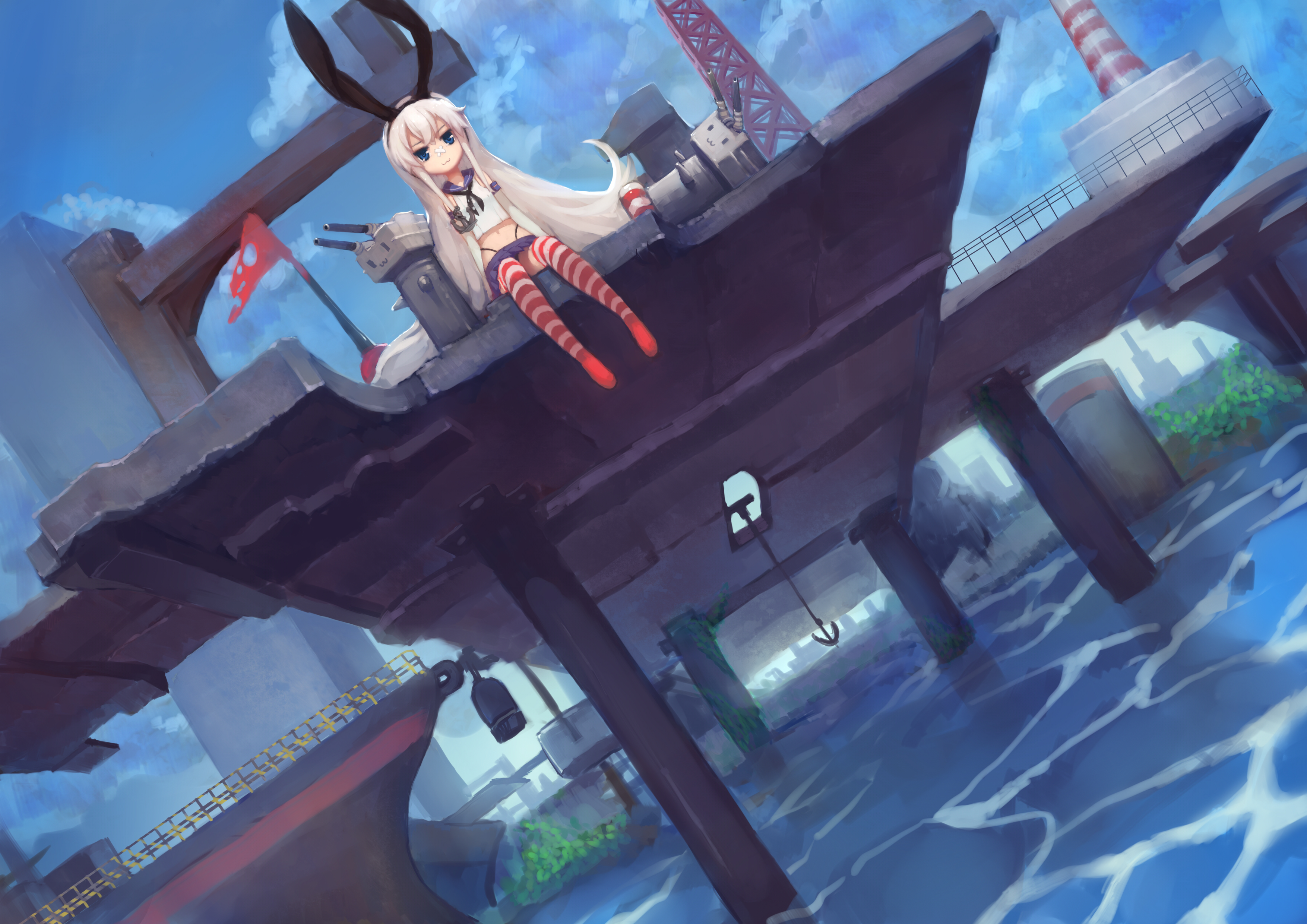 Shimakaze from Kancolle on a ship HD Wallpaper