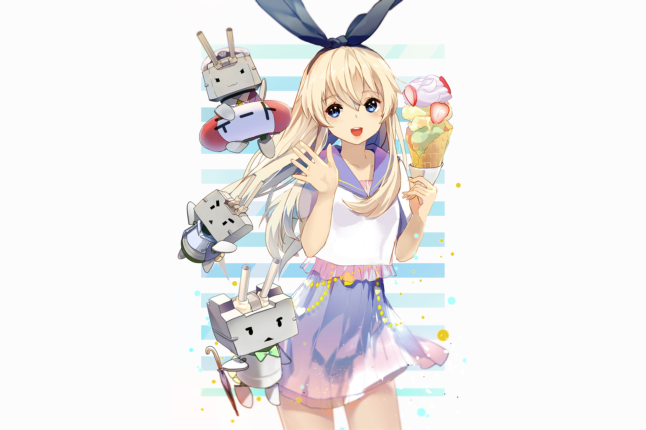 Shimakaze from Kantai Collection holding ice cream HD Wallpaper