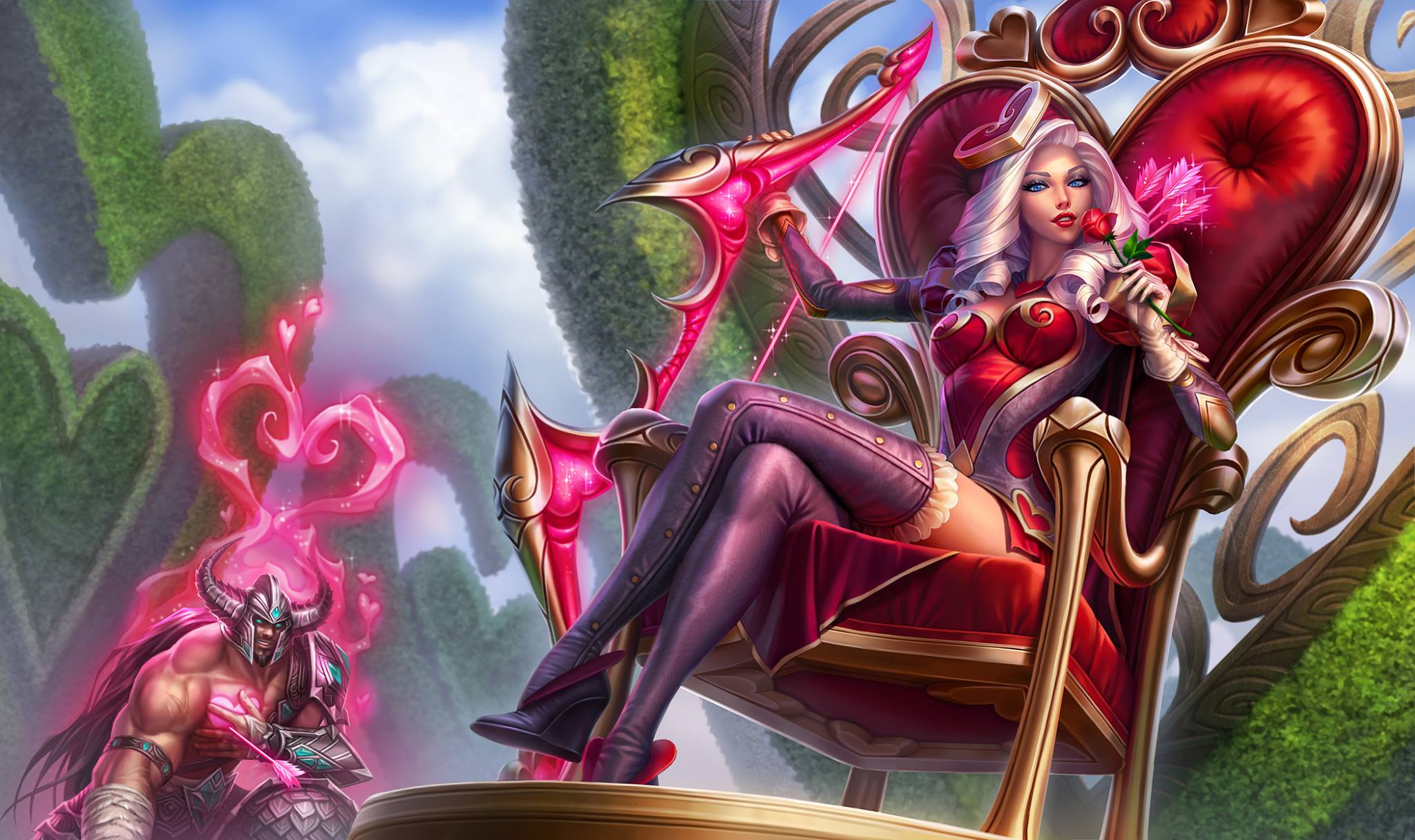 Ashe from League of Legends sitting on a throne HD Wallpaper