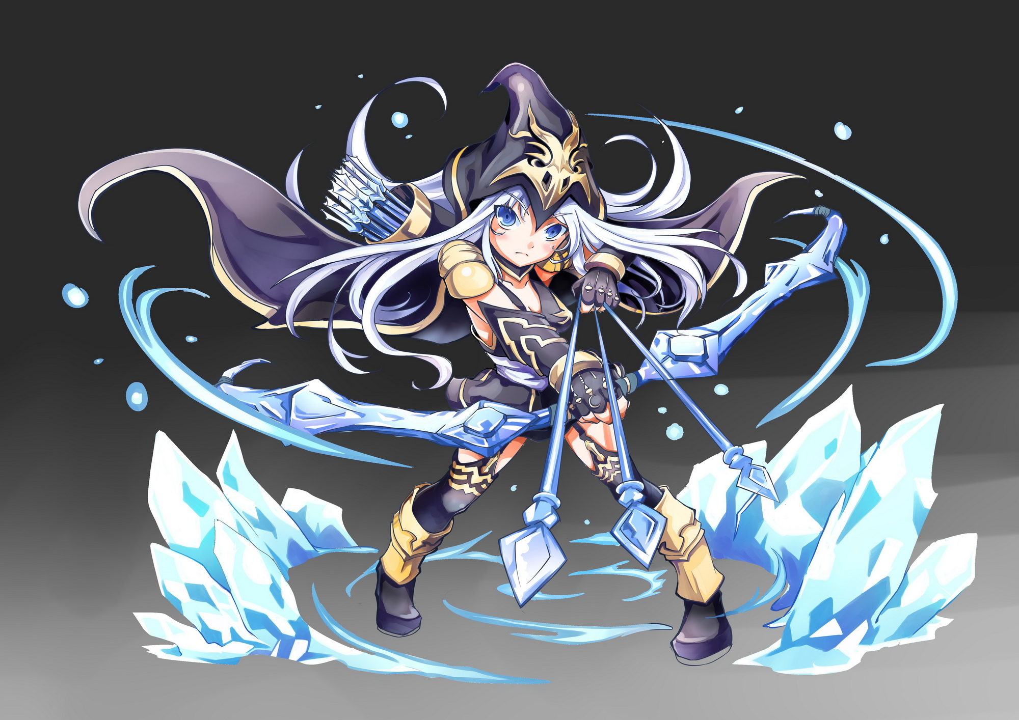 Ashe from League of Legends with ice magic HD Wallpaper