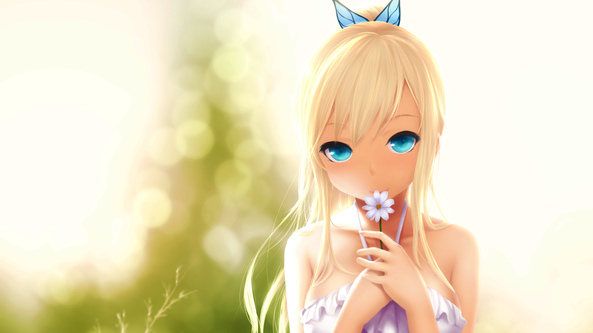 Sena Kashiwazaki holding a flower HD Wallpaper