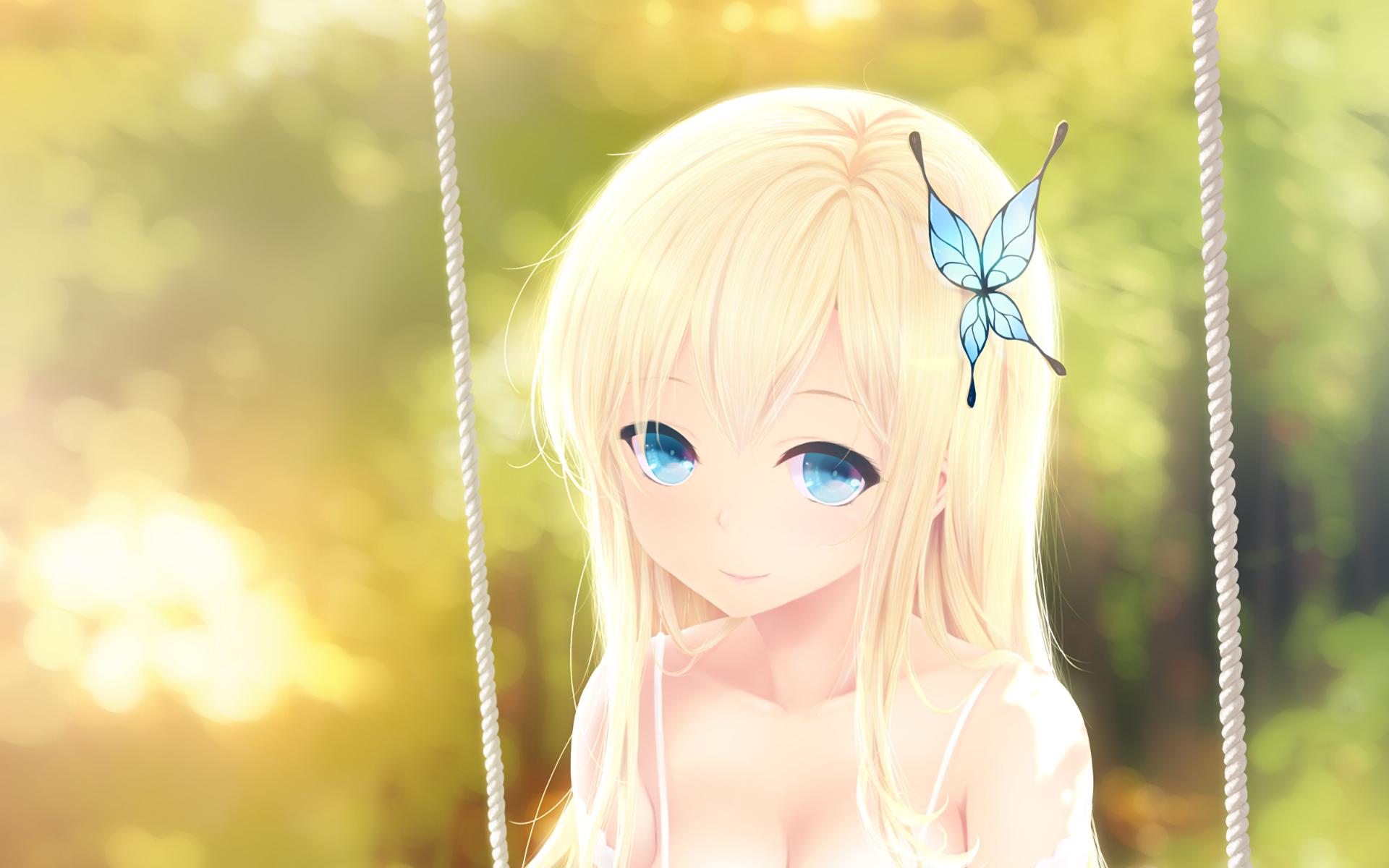 Sena Kashiwazaki on a swing HD Wallpaper